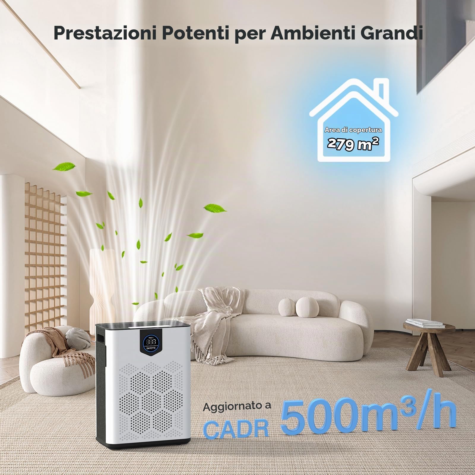 DAYETTE Purificatore d'aria per la casa di grandi stanze fino a 3000 m², 2