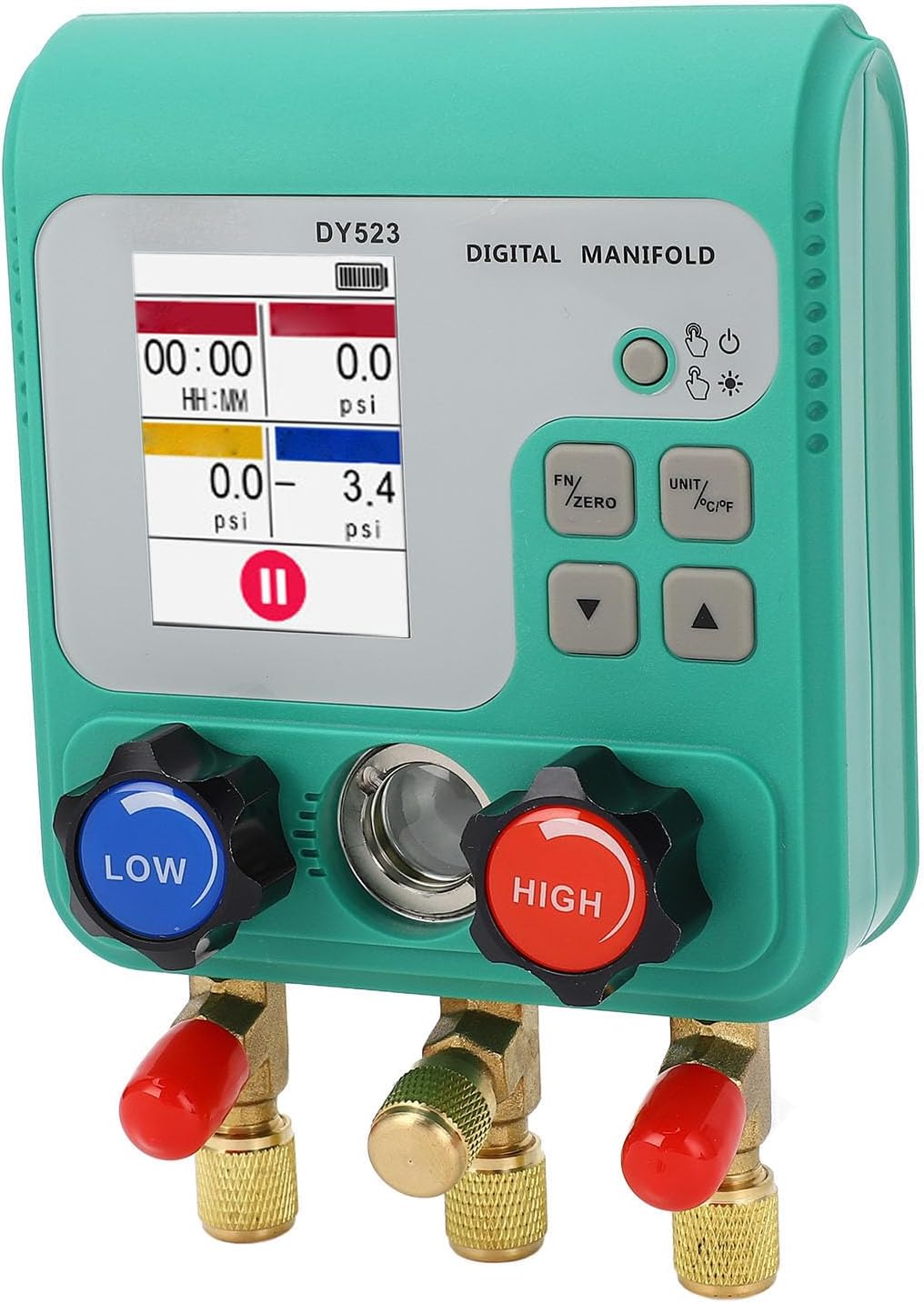 Walfront Car AC Pressure Meter, Digital Manifold HVAC Tester, Dual Way Pressure 0-6000 Kpa for AC Repair and Refrigerator Maintenance