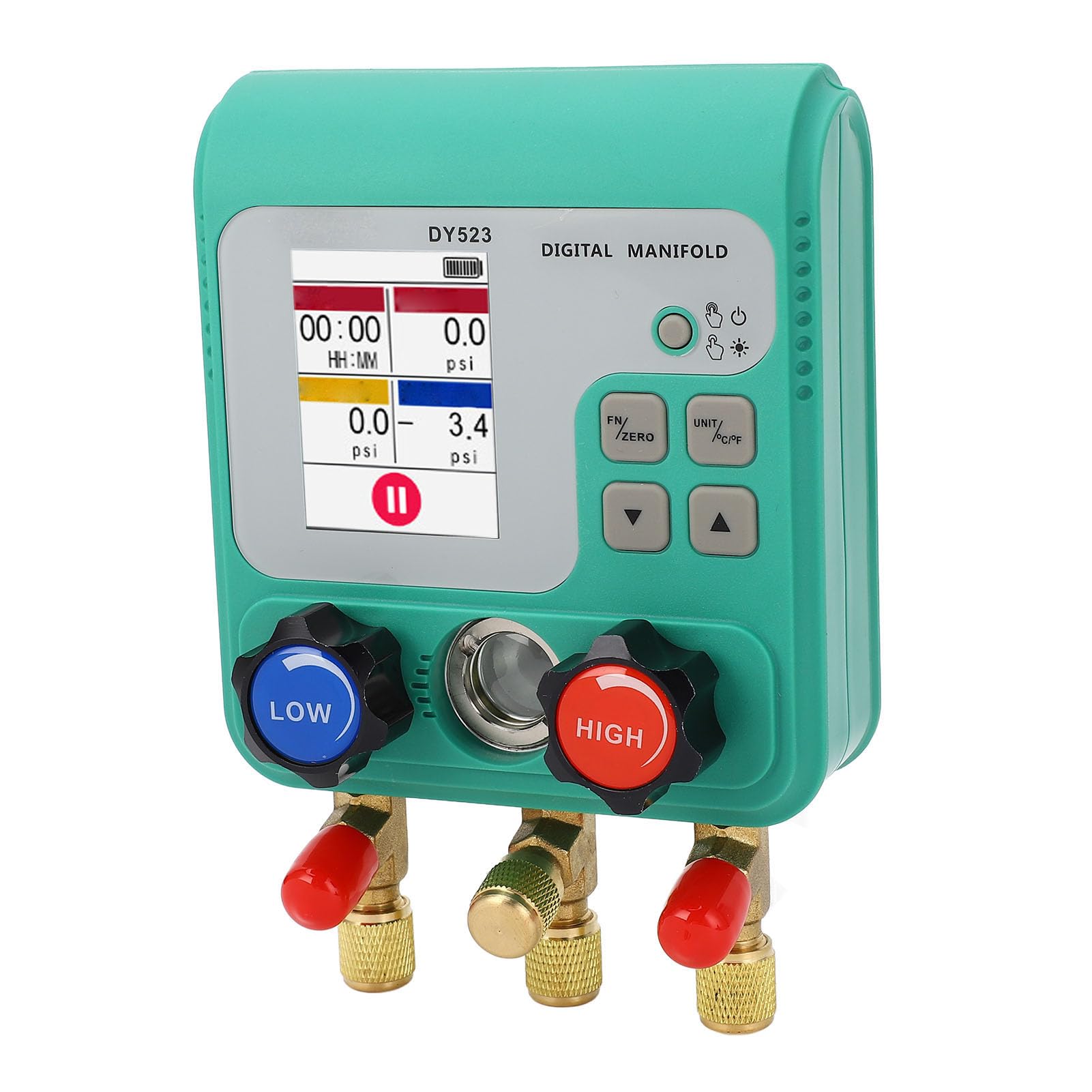 AMONIDA Manómetro de Colector Digital de Alta Precisión para Reparación de HVAC y Aire Acondicionado de Automóviles, Probador de Presión de Vacío con Unidades de Medición Múltiples, 0-6000 Kpa