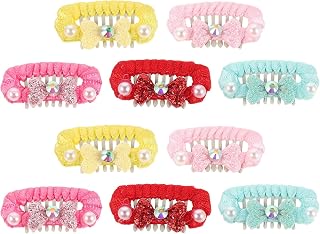 GALPADA 10pcs Cute Pet Hair Clips for Dogs and Cats with Floral Bow Design | Polyester and Plastic Build, Daily Walk and Party Use, Versatile Styling