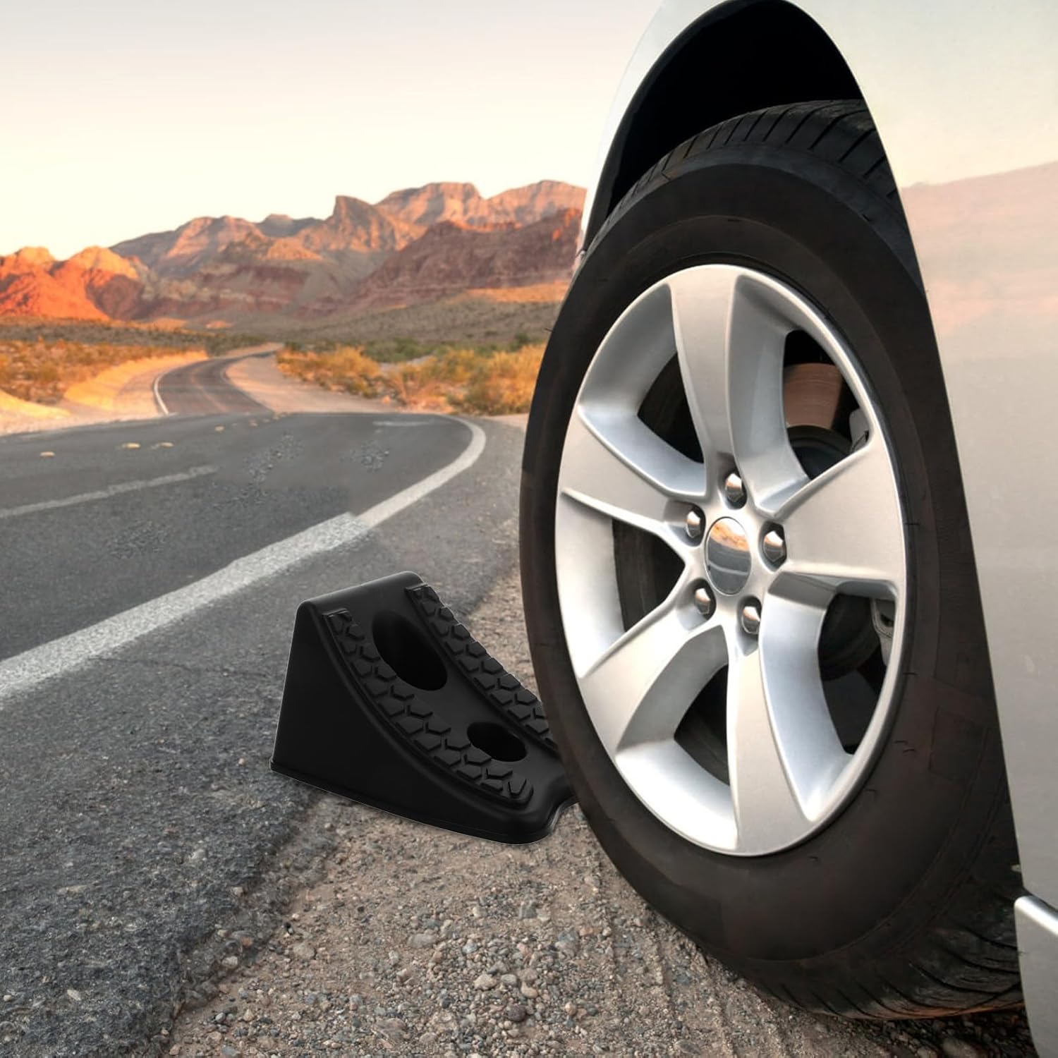 Car Wheel Chock Stabilizer Pad Heavy Duty Slip Design for Trailers Rvs Compact Easy to Store Tire Grip for Enhanced Safety and Stability