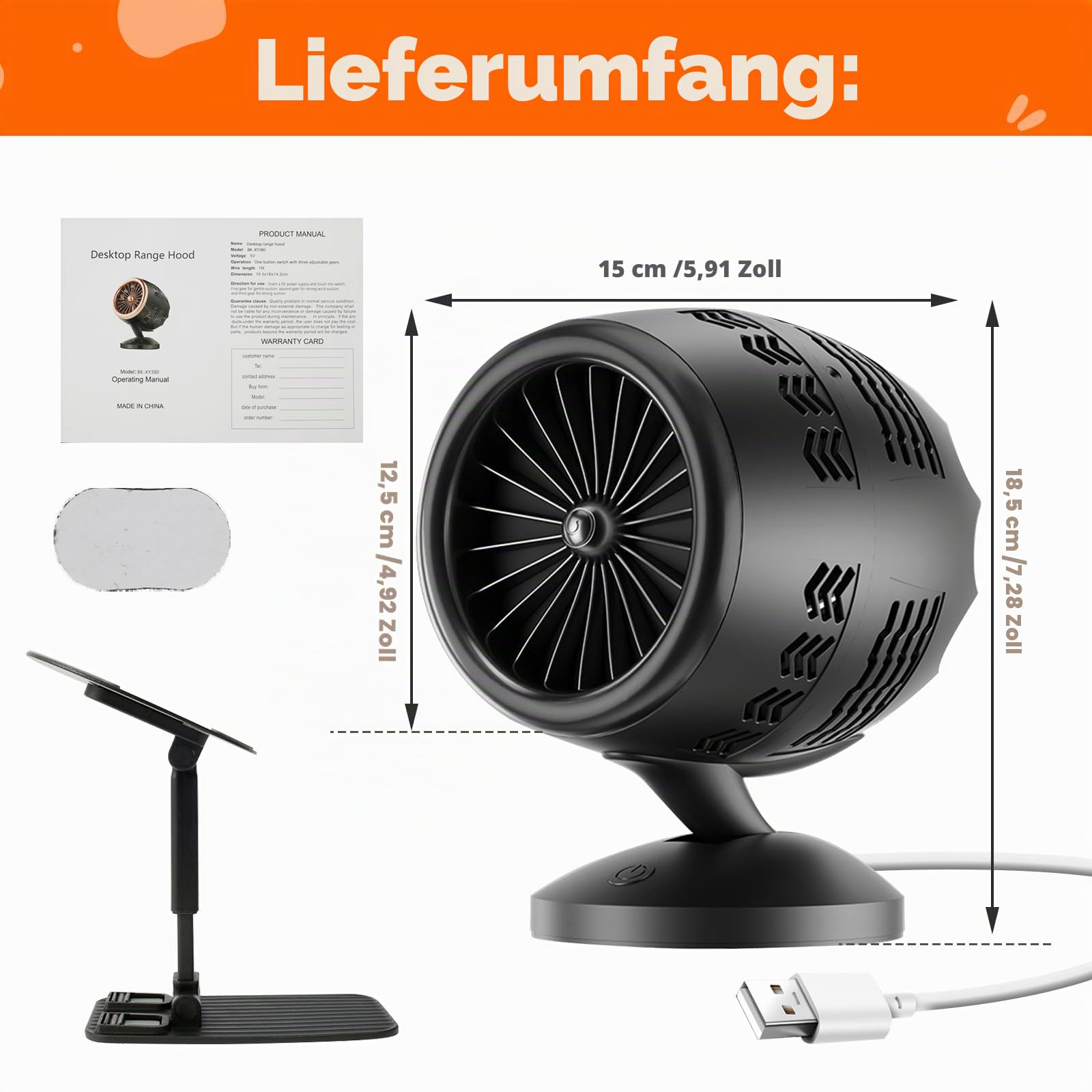 Mini Dunstabzugshaube,Geräuscharmut Mini Abzugshaube,Tragbare Abzugshaube,Mini-dunstabzugshaube,Tisch Abzugshaube für Steak Grillen BBQ Camping Wohnmobil Reise