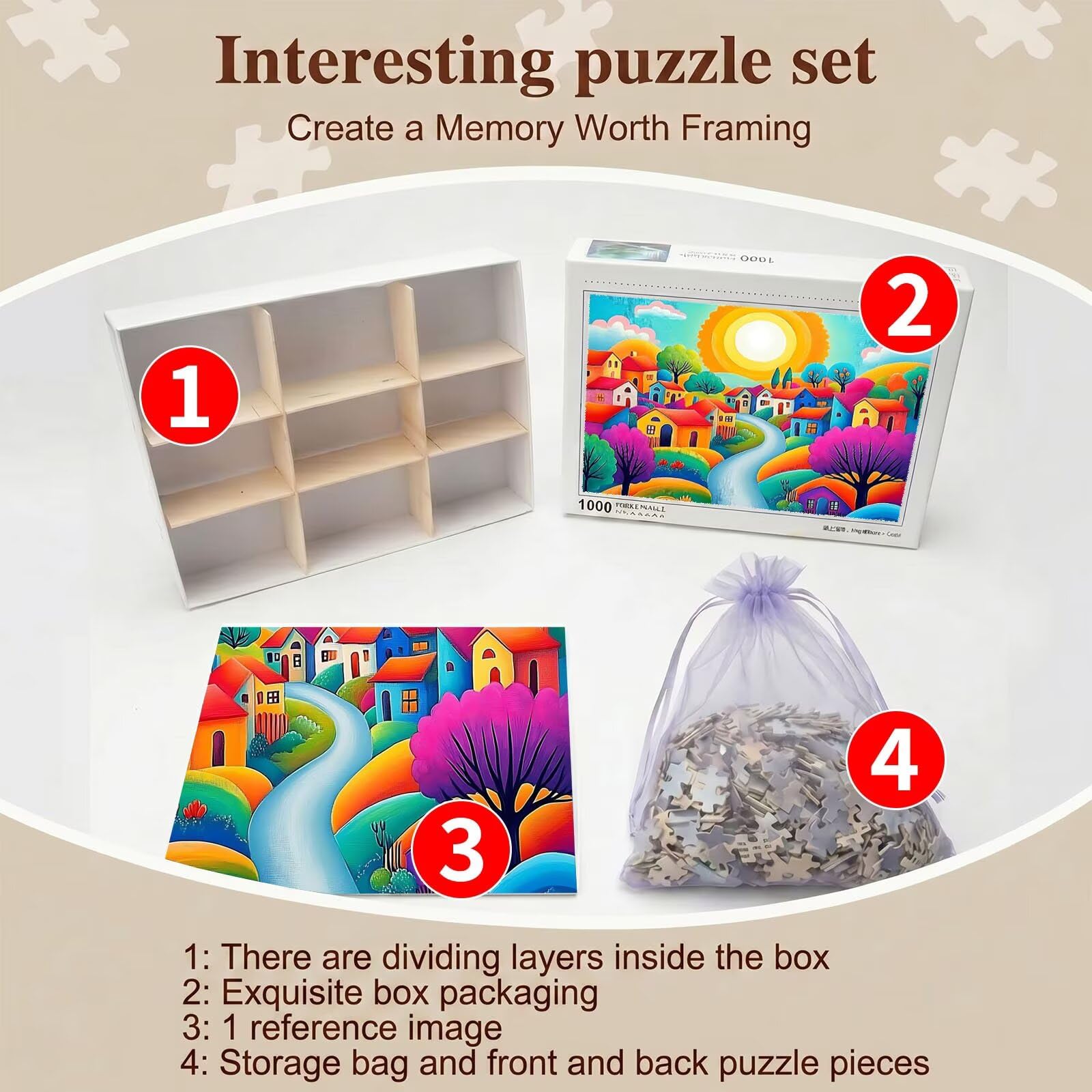 Paysage Dessin animé Puzzle 6000 Pièces pour Adultes, Format 179 x 105 cm, Challenge Casse-Tête de Famille, Loisirs Créatifs et Relaxation, Pièces Robustes avec Lettres au Dos, Décor Murale f0-523