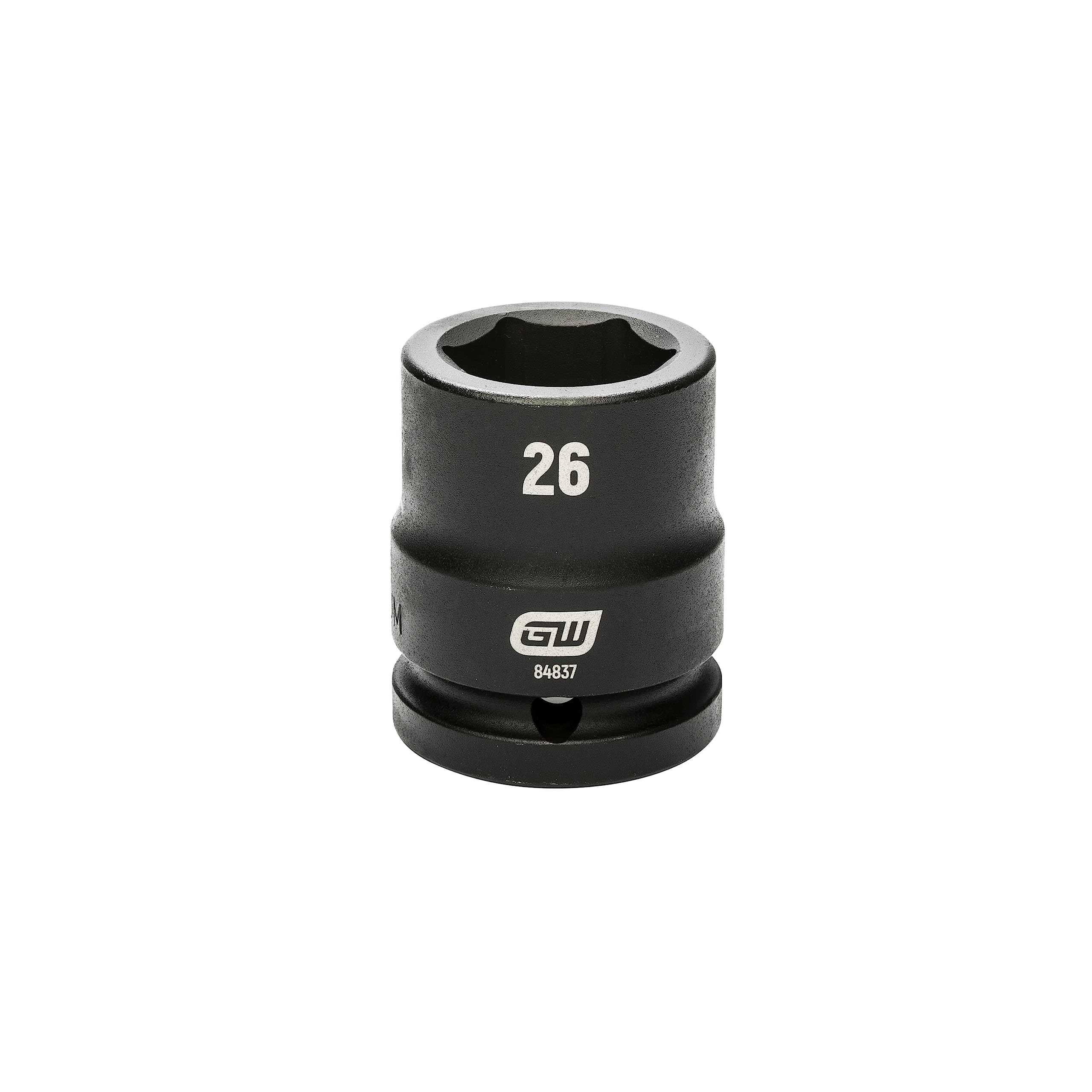 Douille à choc 26 mm métrique noire 6 pans avec carré de 3/10,2 cm pour clé modèle 84837