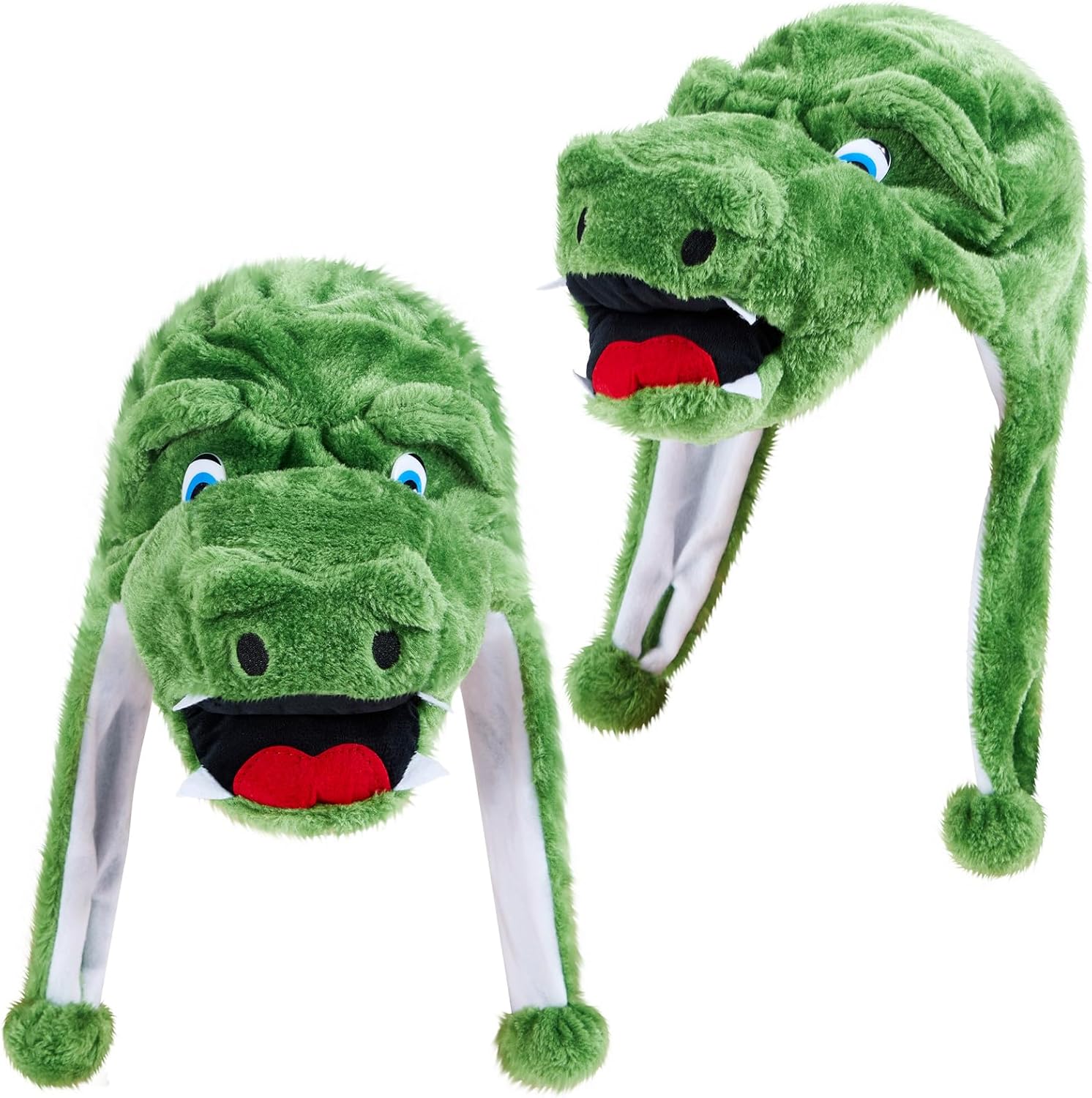 2 Pcs Crocodile Plush Hat Soft Warm Stuffed Animal Hat with Ear Flaps for Adults Couple Reptile Costume Women Men Gifts Winter Dress up Party Mardi Gras Warm Gifts Spring Festival Favors