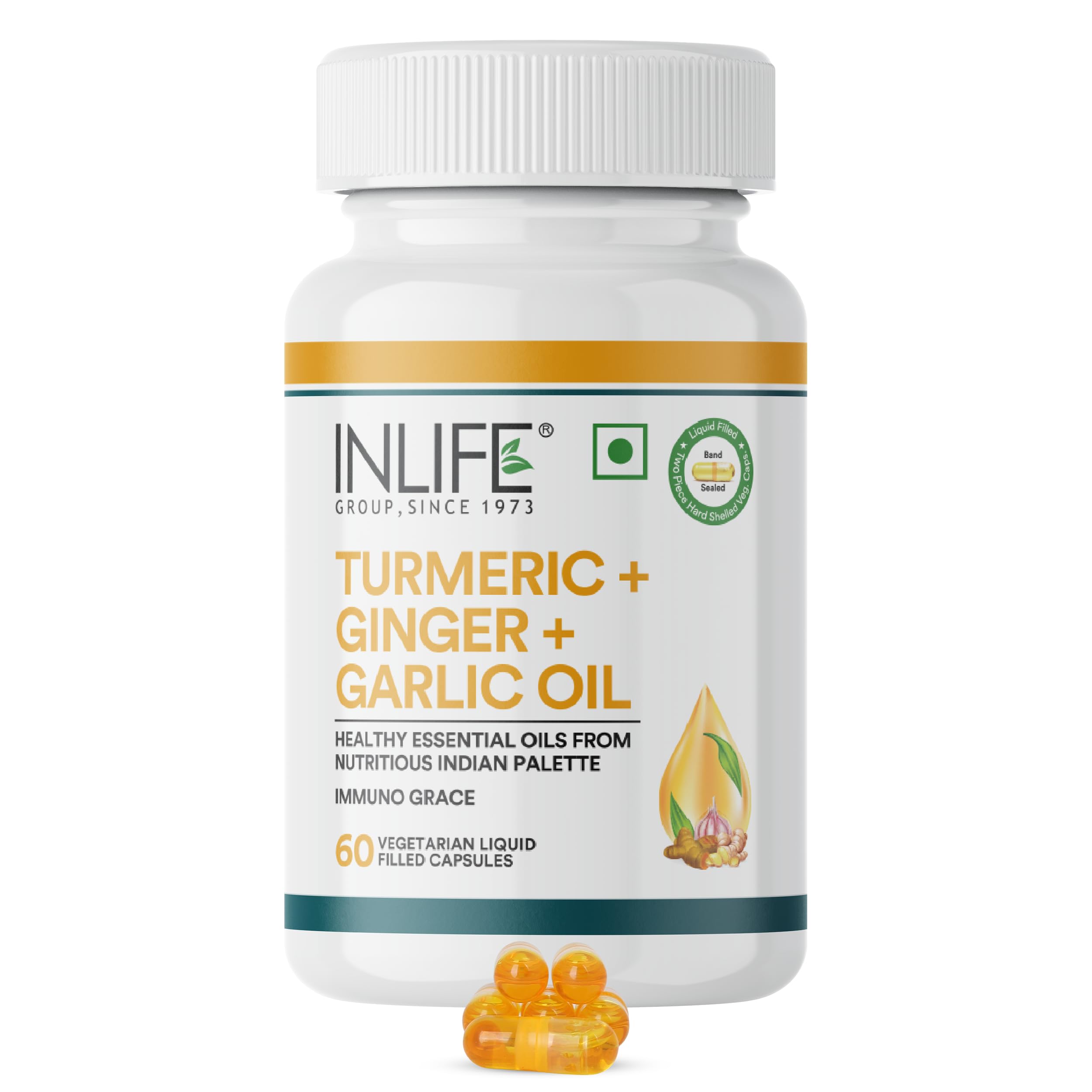 INLIFE Turmeric Ginger Garlic Oil Capsules | Supports Immune and Heart Health | Supplement for Men Women – 60 Liquid Filled Vegetarian Capsules (Pack of 1)-image-7