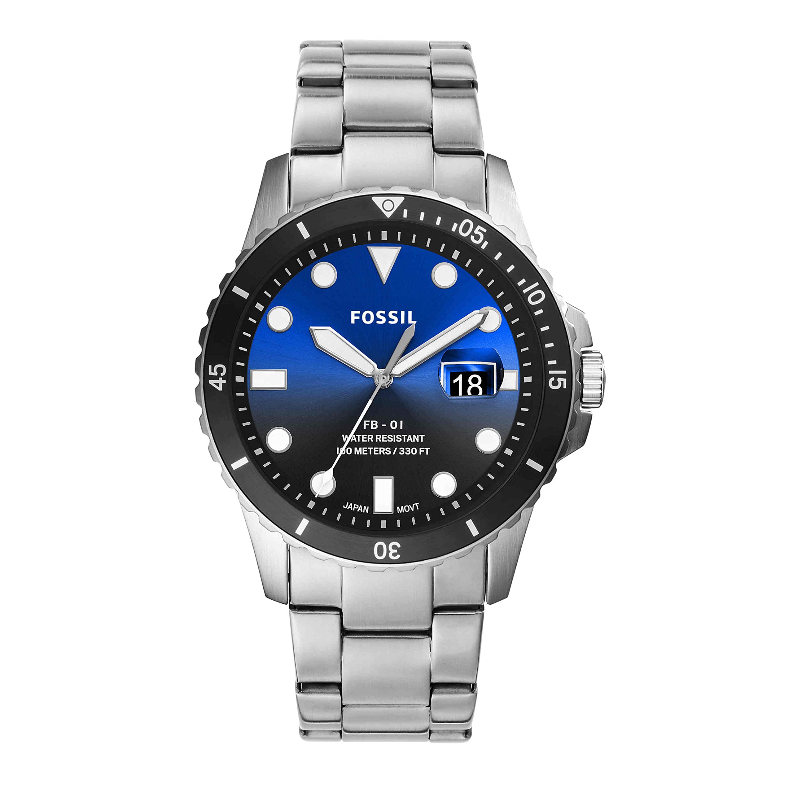 Fossil FB-01 Men's Dive-Inspired Sport Watch, front view.