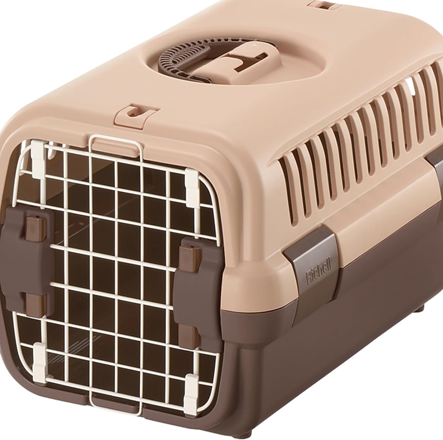 Richell Pet Travel Carrier Size Small in Brown, Travel Carrier or Crate for Dogs & Cats up to 11 lbs.
