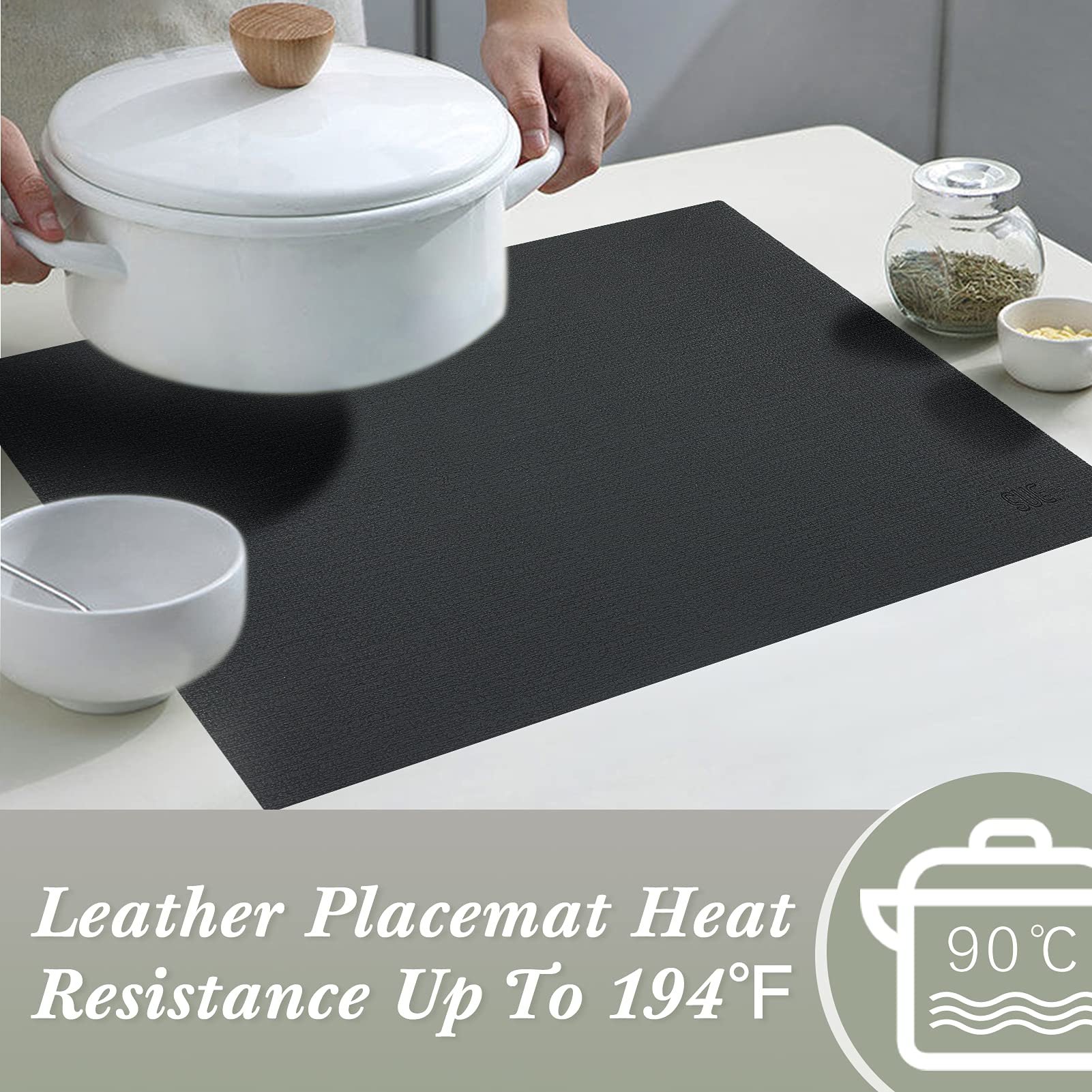 SUEH DESIGN Lederen placemats set van 6 placemats afwasbaar lederlook placemats hittebestendig PU kunstleer placemat voor thuis keuken eettafel 43 cm x 31 cm SUEH DESIGN Lederen placemats set van 6 placemats afwasbaar lederlook placemats hittebestendig PU kunstleer placemat voor thuis keuken eettafel 43 cm x 31 cm
