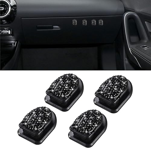 WINKA Ganchos brillantes para automóvil, 4 piezas, accesorios de cristal, lindo gancho para salpicadero, llaves, lentes de sol, gancho de