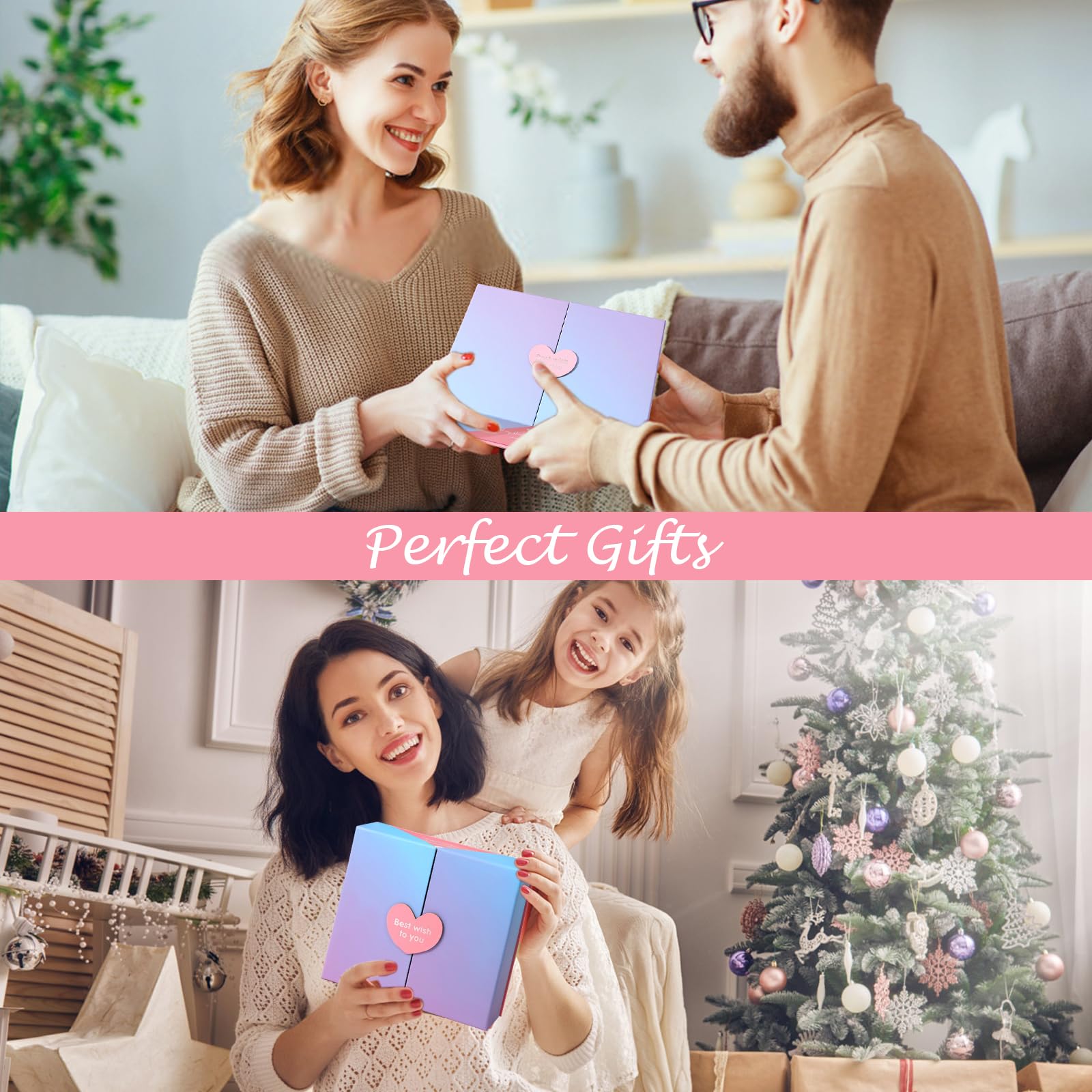 Beauté 26 pièces Coffret cadeau pour les fêtes, kit complet de cosmétiques pour débutants avec ombre à paupières, fond de teint, gloss, blush, eye-liner, Coffret cadeau surprise pour la fête des Mères