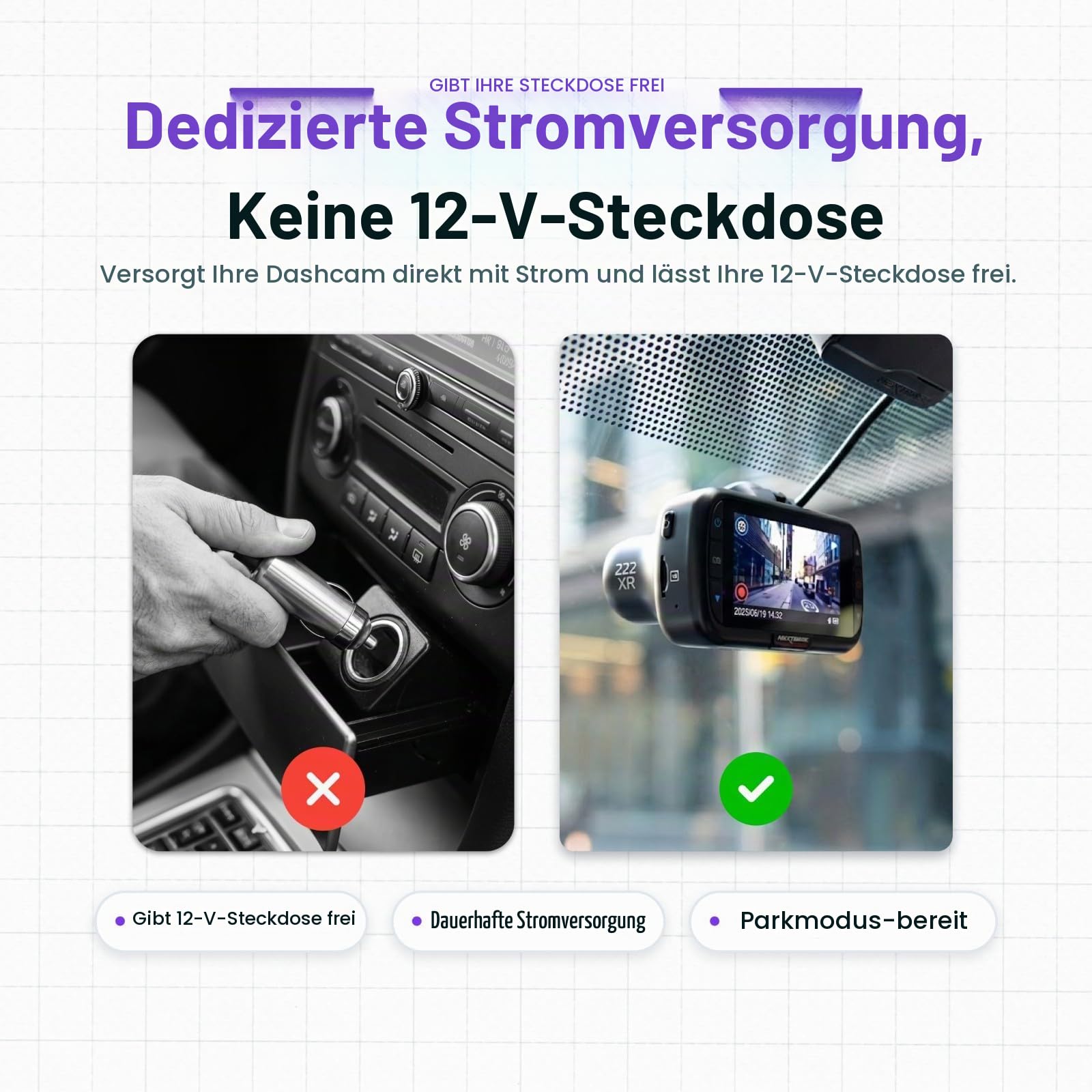 Nextbase OBD Hardwire Kit – Festverkabelung für Dashcam Modelle 122, 222, 322GW, 422GW, 522GW, 622GW – Einfache Plug & Play Installation am OBD-Anschluss, 5m Kabel & Batterieschutz