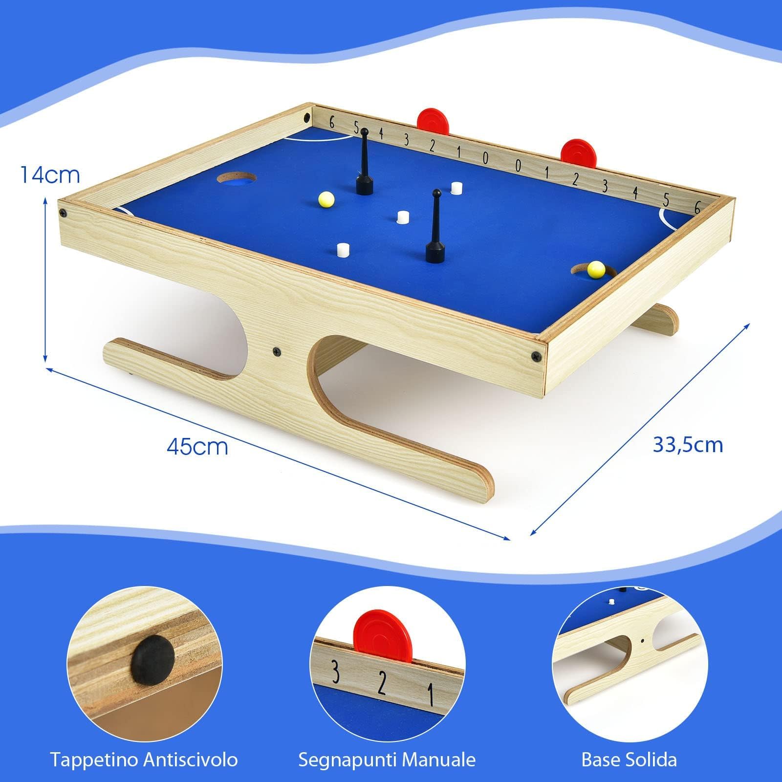 RELAX4LIFE Hockey Magnetico da Tavolo – Gioco Portatile con 2 Maniglie Magnetiche, 2 Segnapunti, 2 Palline e 3 Magneti di Ricambio – Dimensioni 45 x 33,5 x 14 cm – Divertimento per Bambini e Adulti