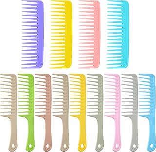 12 Pieces Wide Tooth Combs Colorful Detangling Hair Brush Paddle Hair Comb Wide Teeth Styling Comb for Thick, Curly, Long,...
