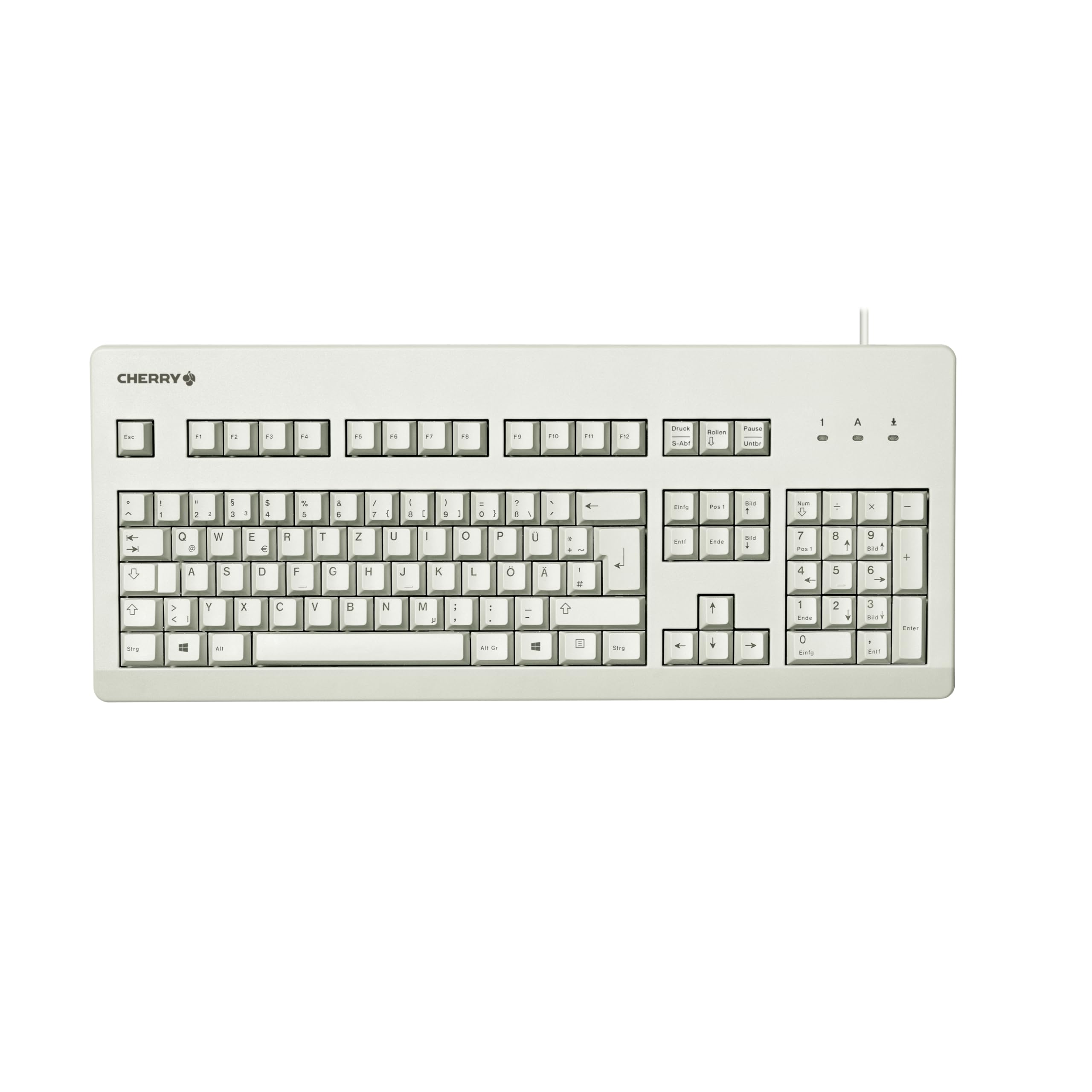 CHERRY G80-3000, Wired Mechanical Keyboard, UK Layout (QWERTY), USB Connection, Durable, Programmable Keys, MX BLUE Switches, Light Grey