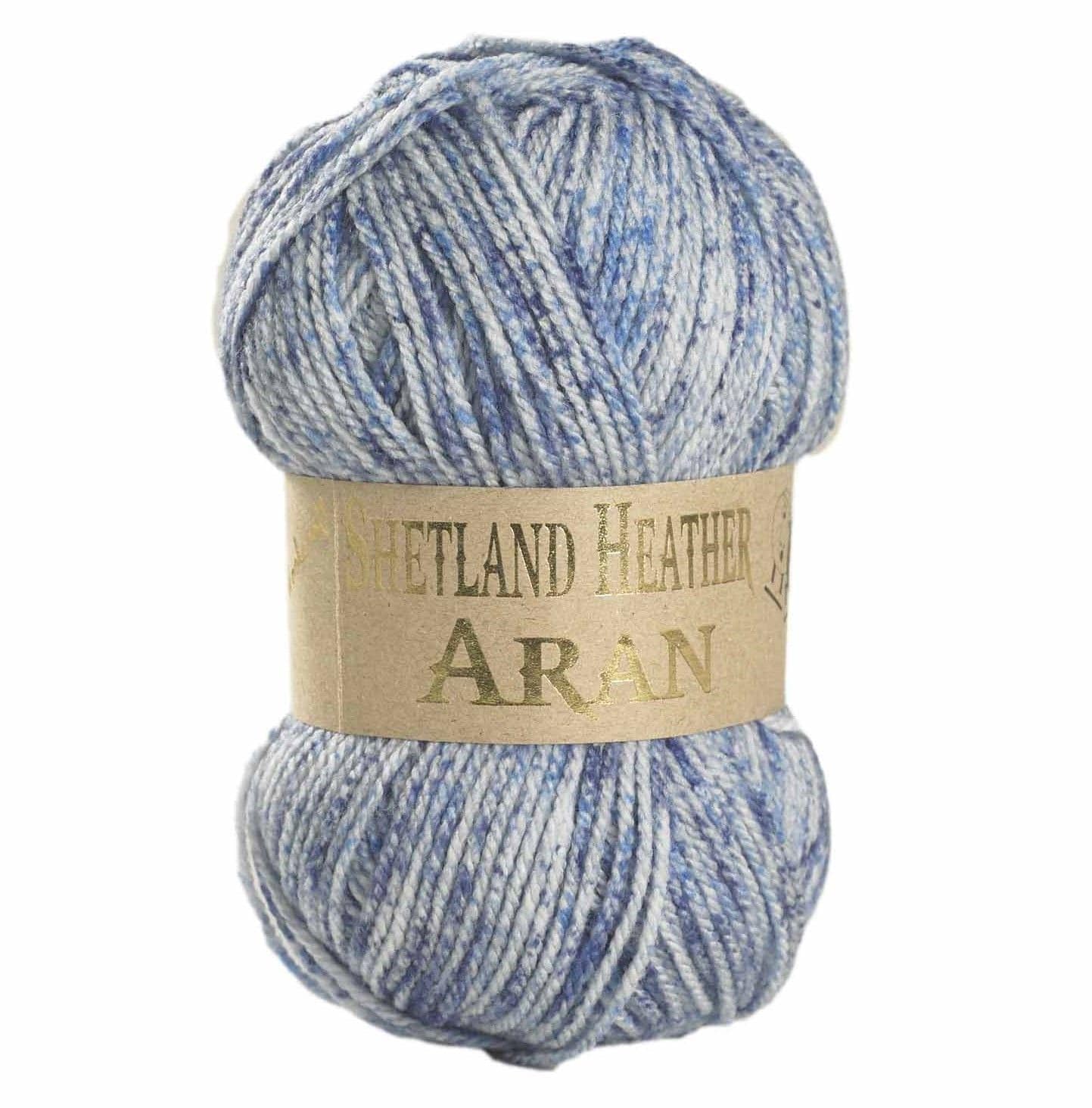 WoolCraft Shetland Heather Aran Knitting & Crochet Yarn, Great Value Yarn Available in 15 Tweed Effect Aran Colours, 75% Acrylic & 25% Wool, 200 Metres, 100g Balls, Pack of 10, Persian Blue — image 1