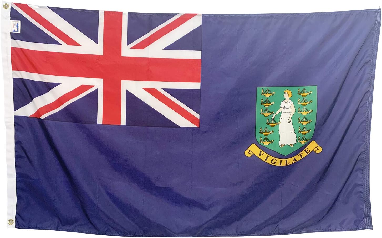 3x5' British Virgin Islands Flag, Durable and Fade Resistant All Weather Nylon, With Canvas Header and Brass Grommets, 4 Rows of Fly End Stitching, Made in USA
