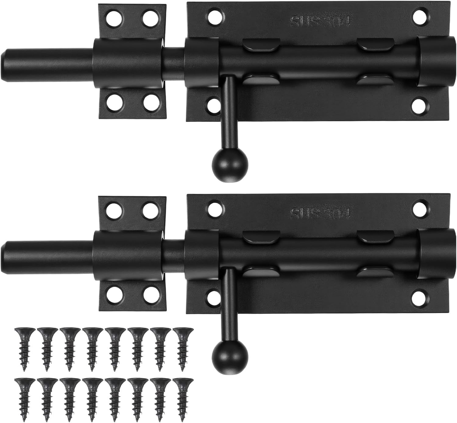 2 Pack 6.3 Inch Heavy Duty 304 Stainless Steel Sliding Bolt Gate Latch – Black, Rust-Proof with Padlock Hole