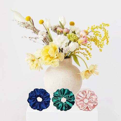 Miniatura 8 de Coletero de satén de seda de 5.9 pulgadas (5.9 in), coleteros suaves para dormir, ligas para el pelo en forma de dona, soporte elástico para cola de