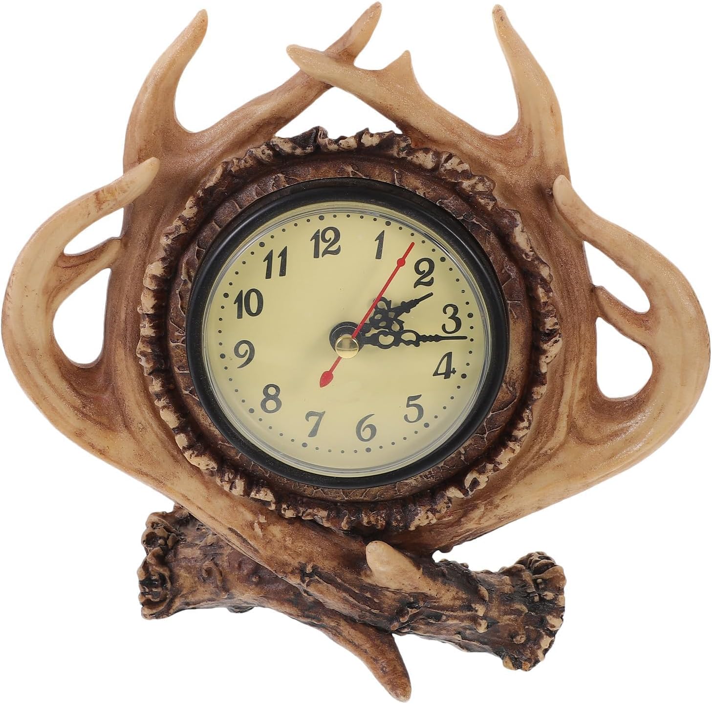 Desk Clock for Table Decor，Deer Antler Tabletop Desk Clock, Retro Mantel Clock Battery Operated for Fireplace Mantel, Living Room, Bedroom