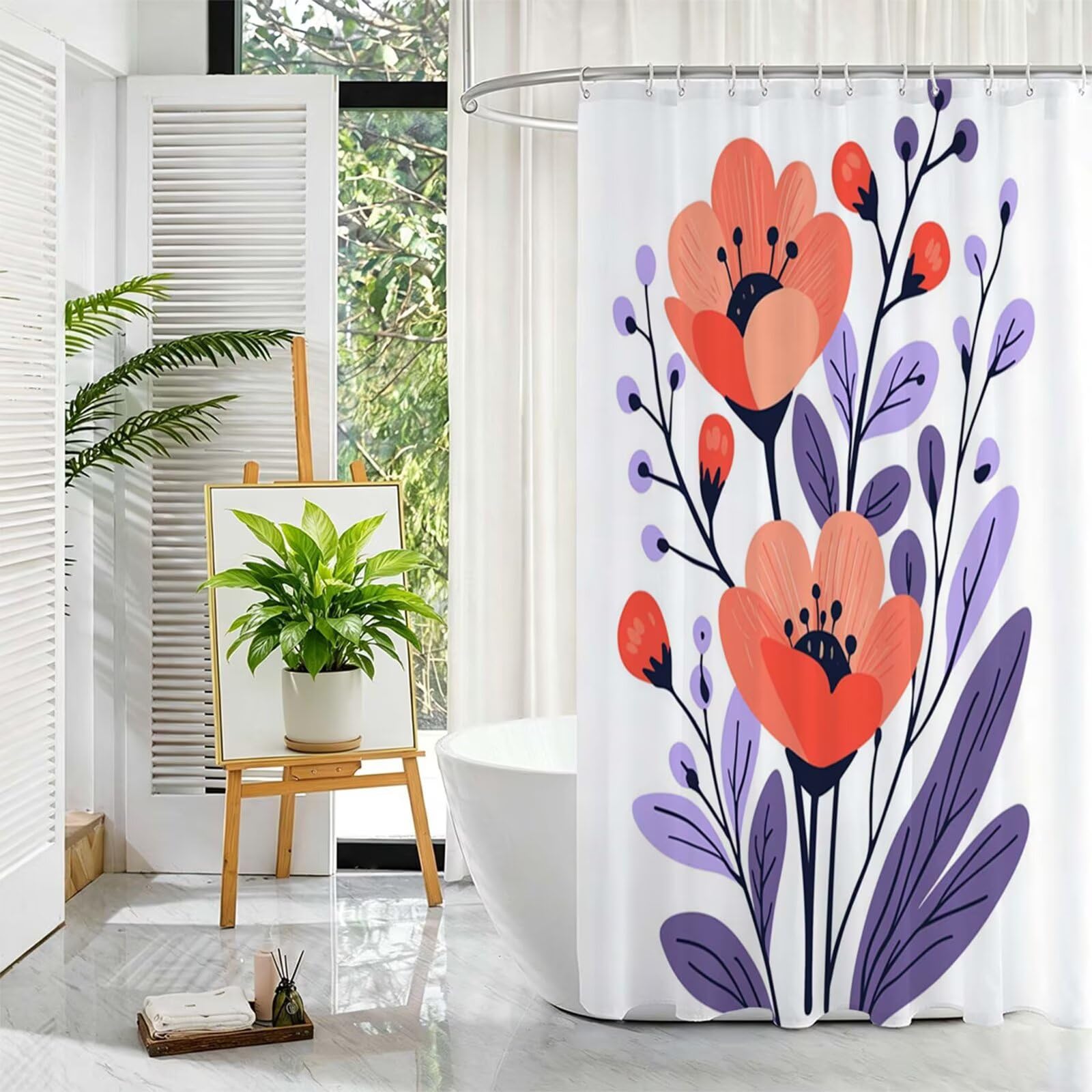 Lila Duschvorhang, 160x200cm Duschvorhang Badewanne L-62