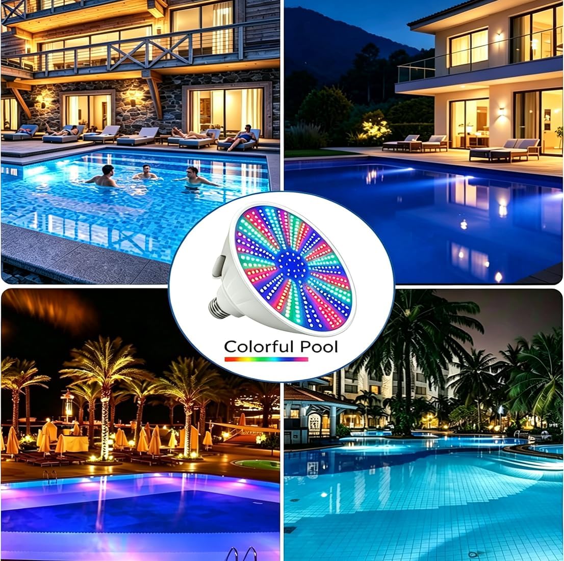 LED Pool Light Bulb for Inground Pool, 120V RGB Color Changing Underwater Pool Lights with 16 Lighting Modes, E26 Replacement Pool Lights image 3