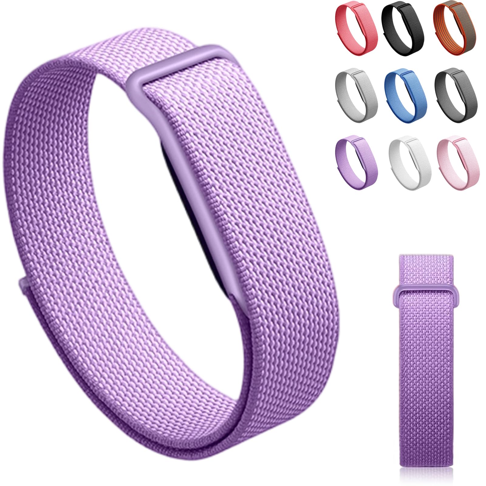 Siebkorb for Google Fitbit Air Nylon Band,Hook and Loop Strap Replacement,Breathable Sport Loop,Adjustable Woven Wristband for Fitbit Air Screenless Fitness Tracker,Non-Original (1, Nylon-Purple)