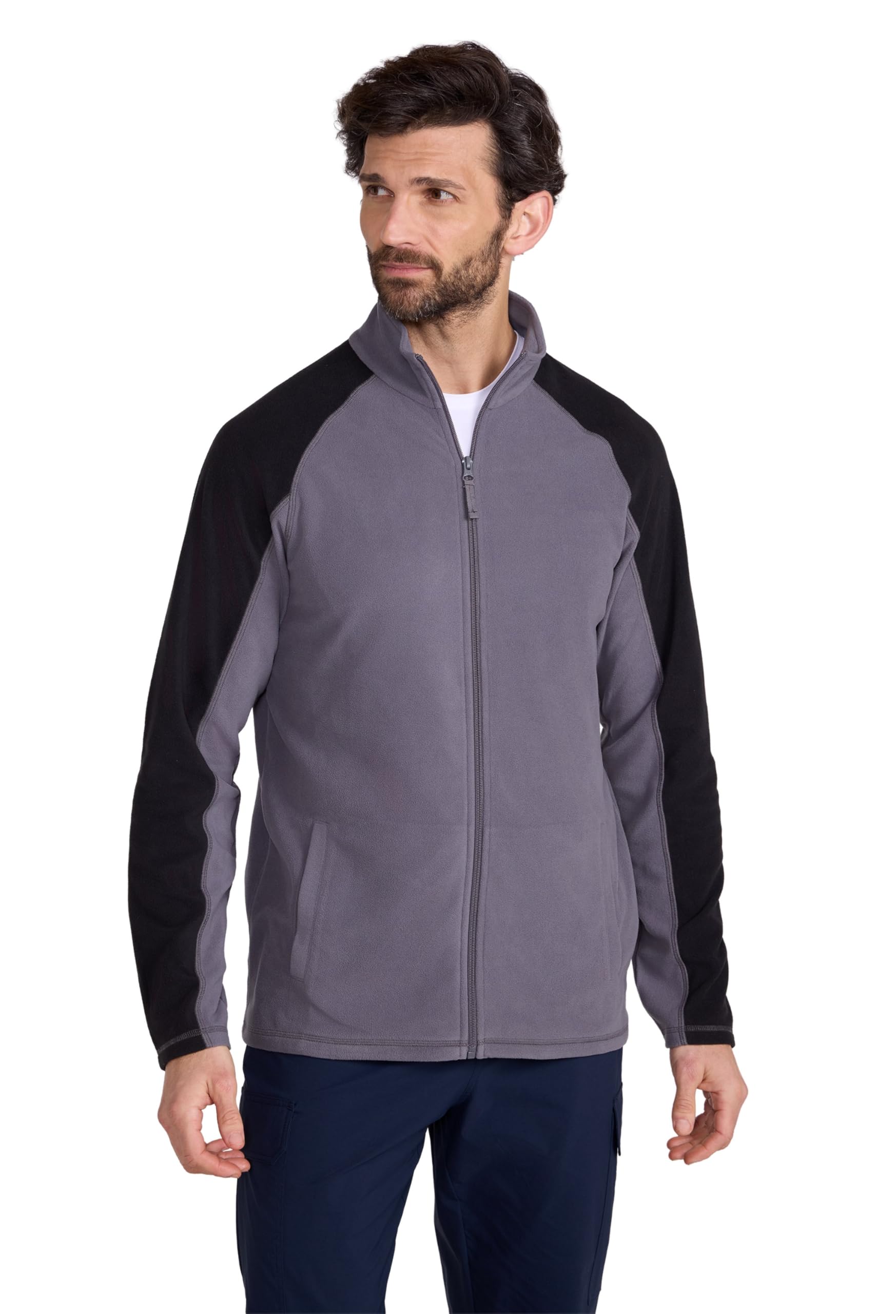 Mountain Warehouse Ashbourne Mens Full Zip Fleece - Warm & Lightweight Sweathsirt witrh Pockets - Spring, Walking, Hiking & Outdoors Dark Grey XXS