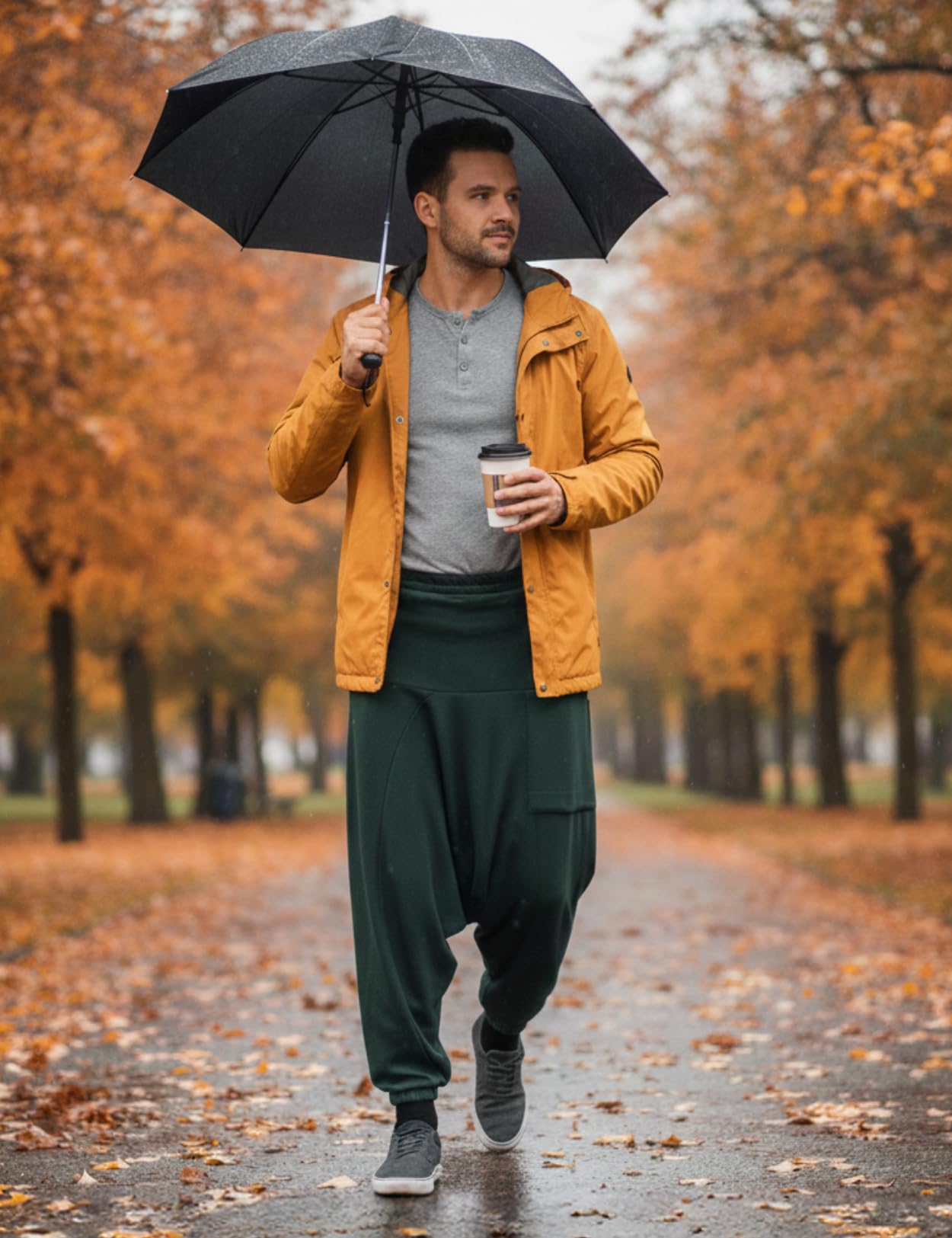PANASIAM Haremshose Damen & Herren - Aladinhose Unisex - warme Yogahose | Pumphose mit hohem Baumwollanteil, tiefer Schritt, elastischer Bund, weicher Jogginghosen-Stoff, Winterhose für kühle Tage
