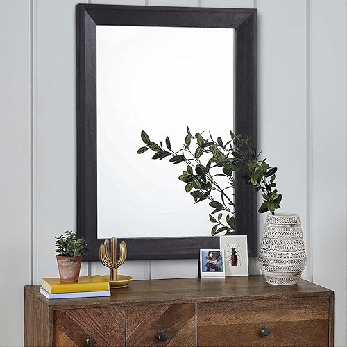 Miniatura 3 de AAZZKANG Espejos negros para pared, grandes de 26 x 18 pulgadas, espejo rectangular con marco de madera, espejo decorativo de pared para dormitorio,