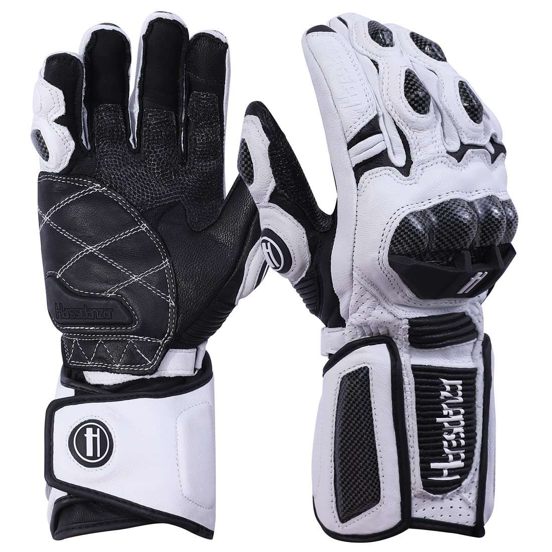 Harssidanzar Gants de Moto pour Hommes et Femmes,Gants de Moto de Protection des articulations en Fibre de Carbone pour Sports motorisés KM045