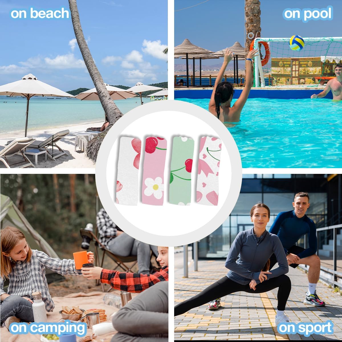 4 Pack Towels for Bathroom, Beach Towel, Microfiber Lightweight Beach Towels Oversized, Towel Accessories for Women Girls Appreciation Birthday Christmas Favors 32x71 IN, Cute Cherry Bow Lover Gift - Image 5