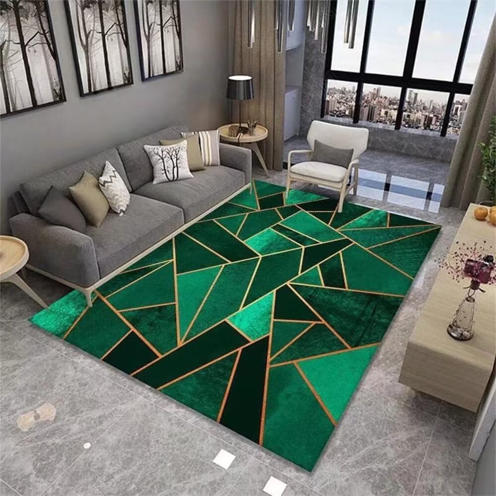 Tapis de salon pas cher vert antidérapant et résistant à la saleté avec motif moderne 200x300