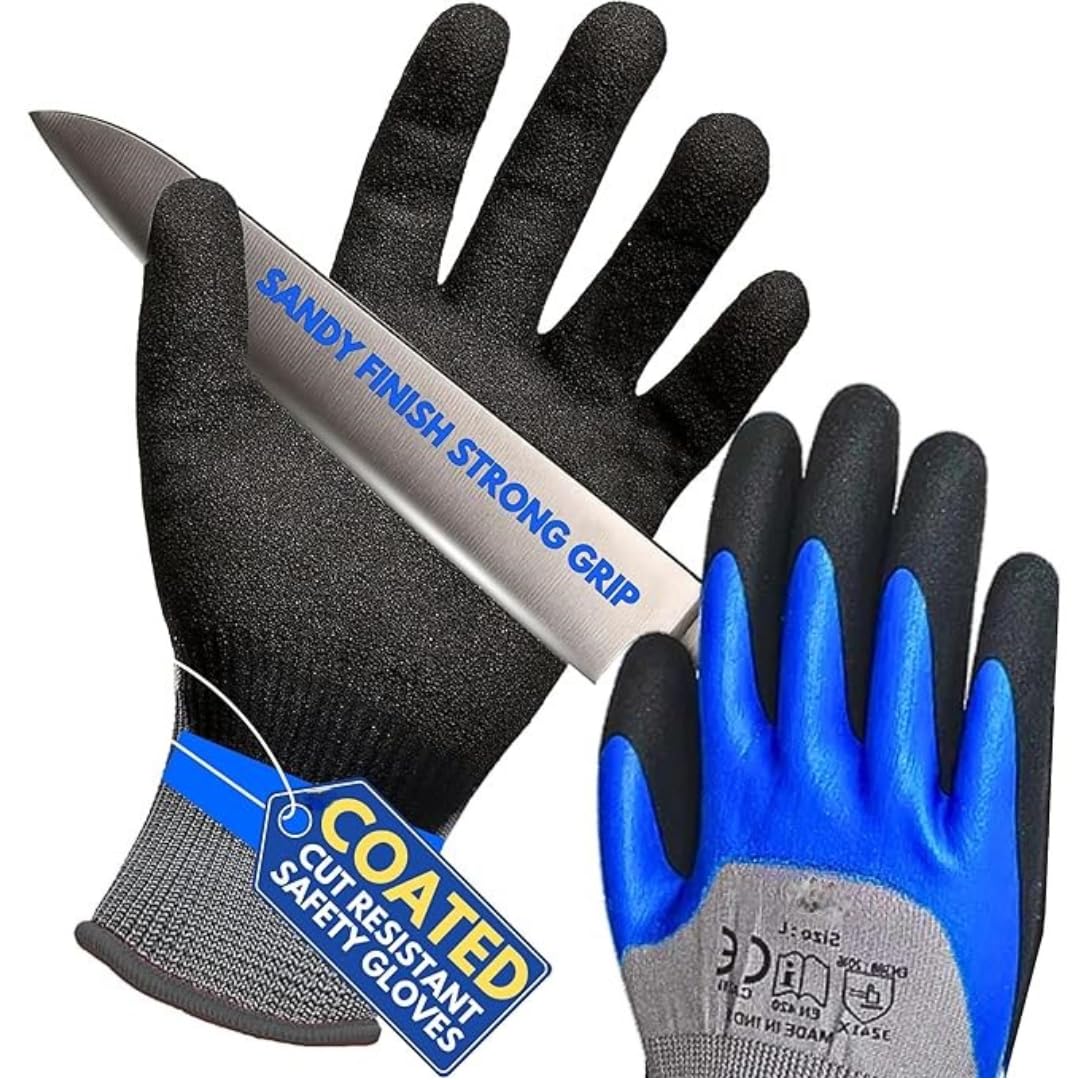 Safety Gloves for Men Industrial Cut Resistant Gloves for Cleaning Cooking Gloves for Kitchen Gardening Mechanical Work Construction Industrial Gloves Working Gloves (PACK OF 2 PAIR, BLUE/BLACK) (B0D2R1X3NC) Amazon Price History, Amazon Price Tracker