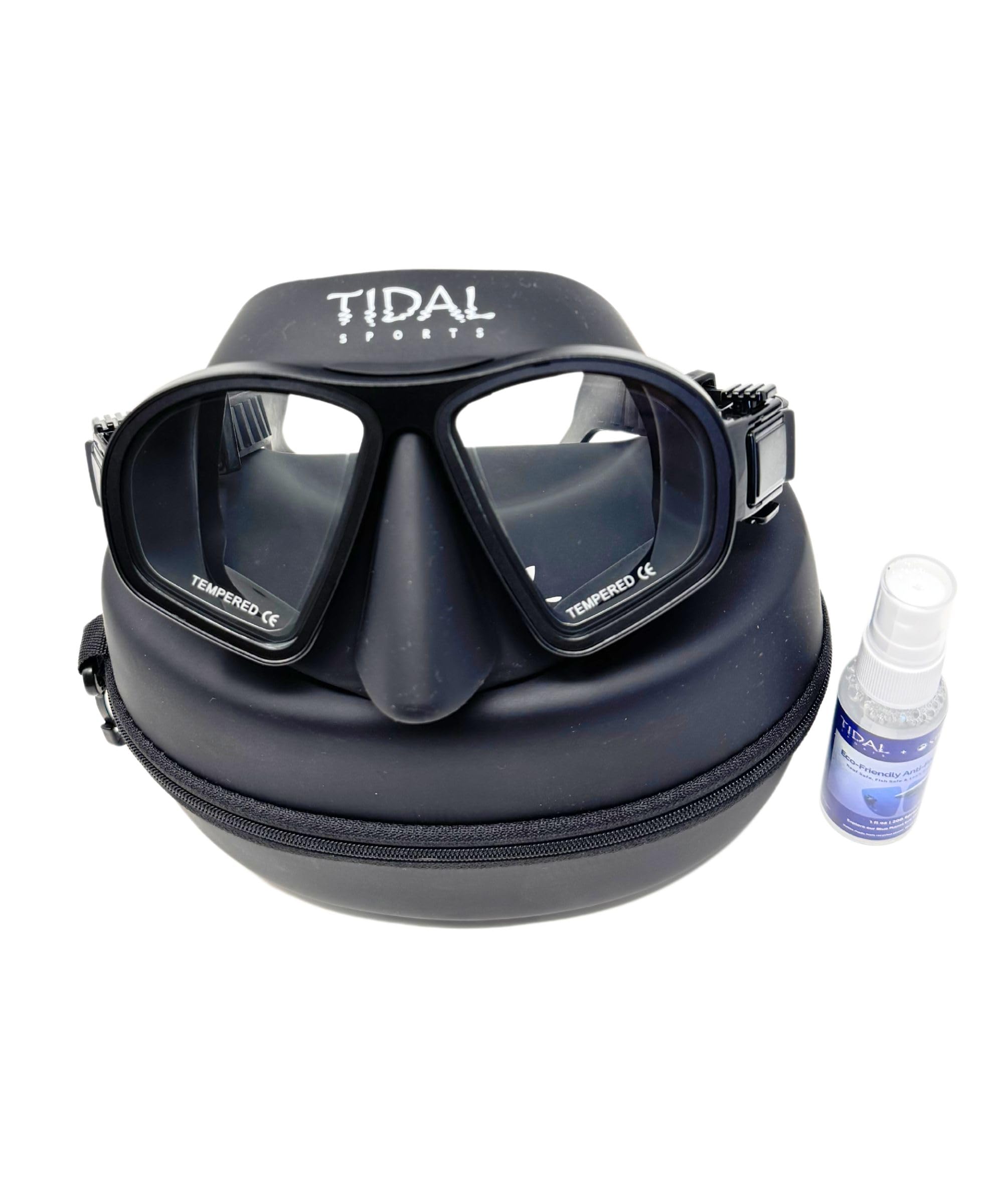 Tidal Mask Aluma Pro with Advanced Anti-Fog Technology - for Scuba Diving, Snorkeling, and Freediving. Low Volume Tempered Glass Lens. Anti Fog Scuba mask for Adults. (Black)