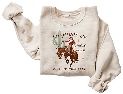 Cowboy Christmas Sweater, Giddy Up Jingle Horse Pick Up Your Feet, Howdy Country Christmas Horse, Cowgirl Shirt, Christmas Sweatshirt