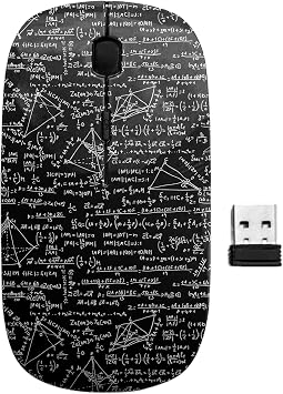 2.4GHz USB Wireless Mouse, Maths Pattern, Ergonomic Slim Computer Mice for Kids