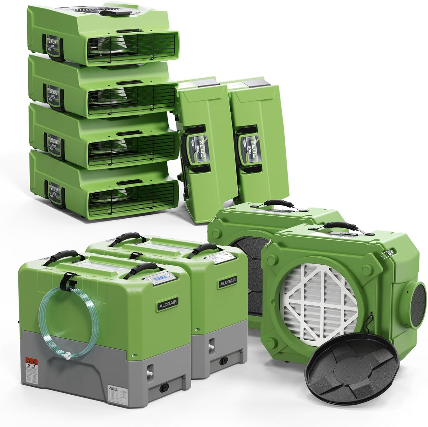ALORAIR 2 x Commercial Dehumidifier, 6 x Air Movers and 2x Air Scrubber Combo Package Deals, Water Damage Restoration Equipment, Green