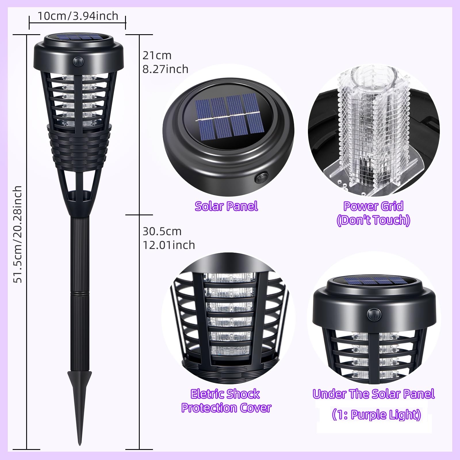 NO.4460427 - Matamosquitos solar para exteriores, impermeable, para mosquitos pequeños insectos voladores, 4 paquetes de 4 repelentes de mosquitos al aire libre, patio, jardín