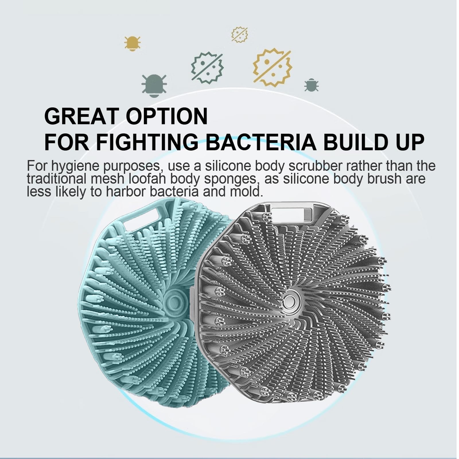 Silicone Body Scrubber Shower Brush Super-Exfoliating Body Brush with Non-Slip Strap - Image 3