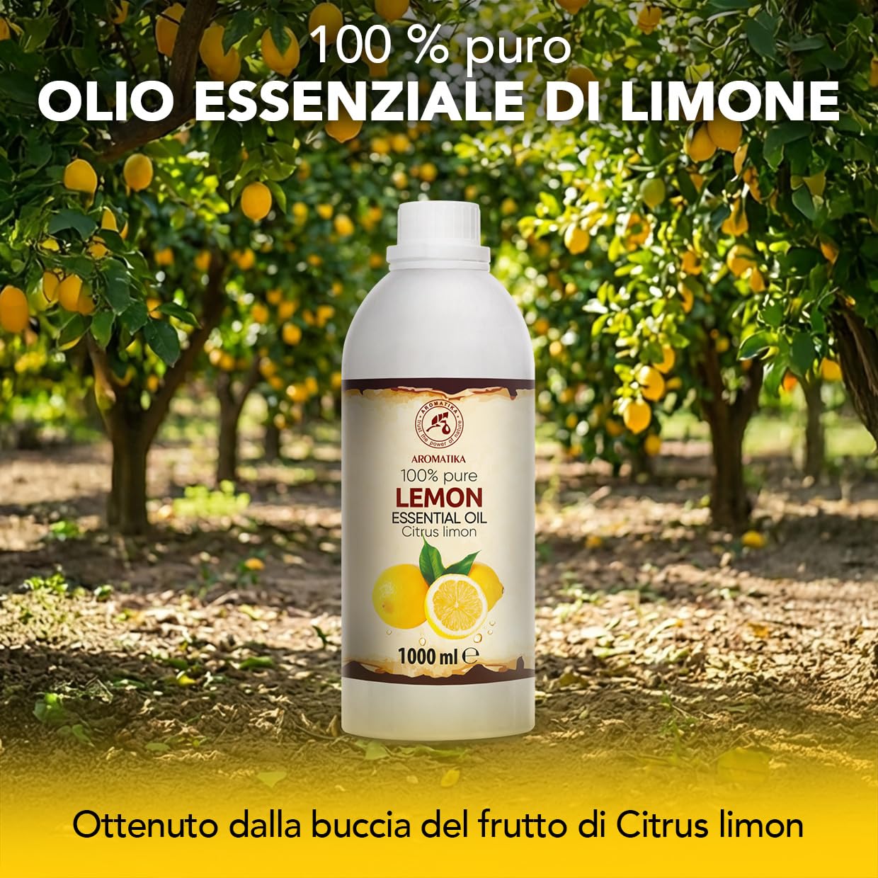 Olio essenziale di Limone 1000 ml - Citrus Limon - Naturale e Puro - Olio essenziali per Diffusori - Profumi per la Casa - Saponi e Candele - Sauna - Aroma di Agrumi - Aromaterapia