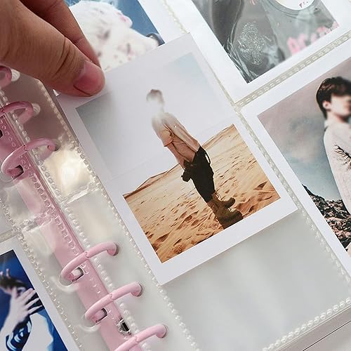 Miniatura 4 de Álbum de fotos portátil de 3 pulgadas, 200 bolsillos, estuche de fotos para el hogar, estuche de almacenamiento de 6 anillos, cubierta de carpeta