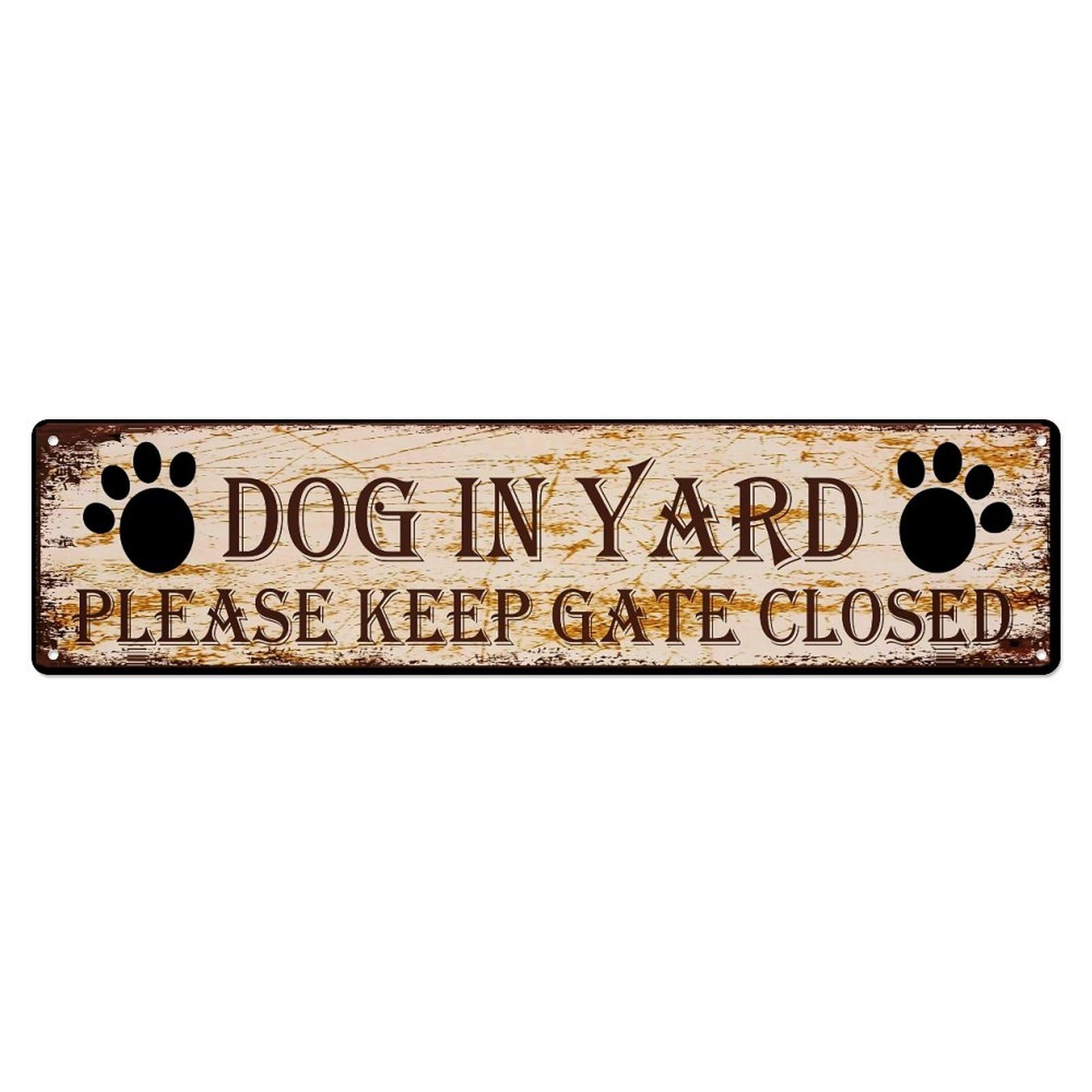 Dog In Yard Sign With Paw S Metal Tin Sign Plaque