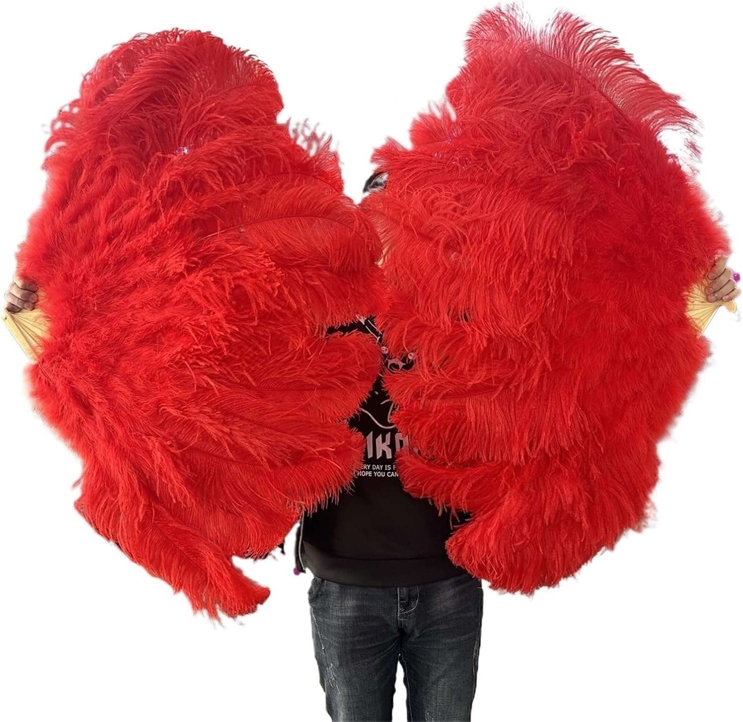 Fan Pióro Struś Duży składany Flapper Ręczny wentylator do pokazu kostiumowego | 90 cm 13 kości duży struś pióro wentylator na scenę pokaz wydajność taniec rekwizyty puchowe wentylatory