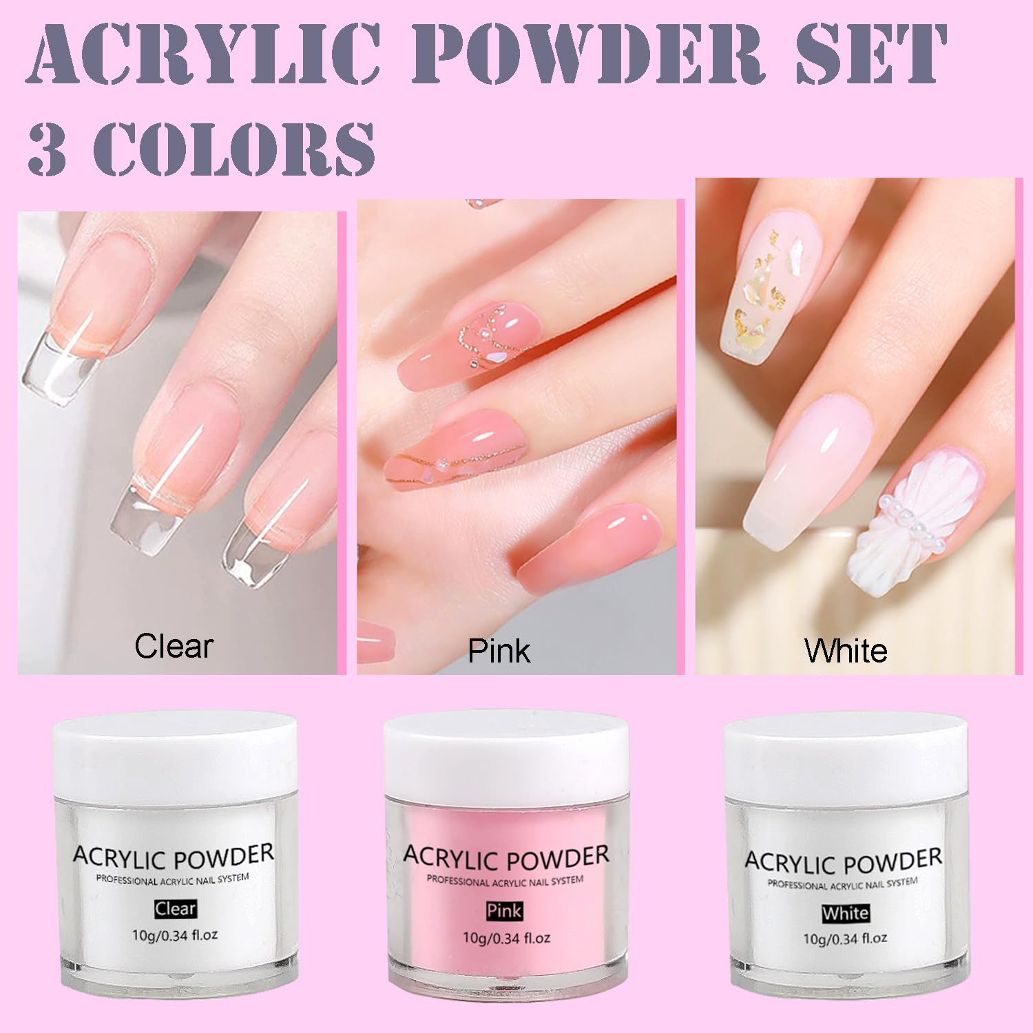 Acrylic Nail Kit for Beginners with Everything Nails Acrylic Set with Acrylic Powder Glitter Powder Decorations Rhinstones for Women Home Salon (TX-02A)