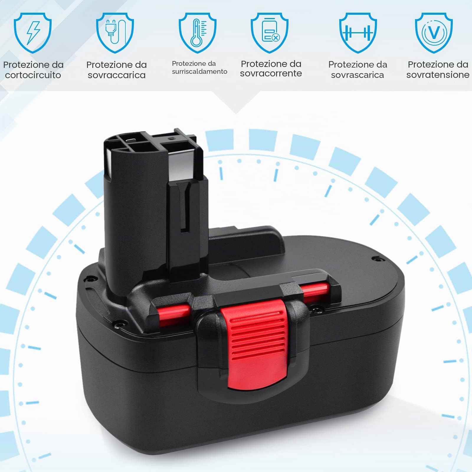 18V 4,8Ah Batteria per Bosch BAT025 BAT026 BAT160 BAT180 2607335277 2607335278 2607335535 2607335536 2607335680 2607335695 2607335713 13618 1644K 3860CK 52318 PSR 18 VE-2 GSR 18 VE-2
