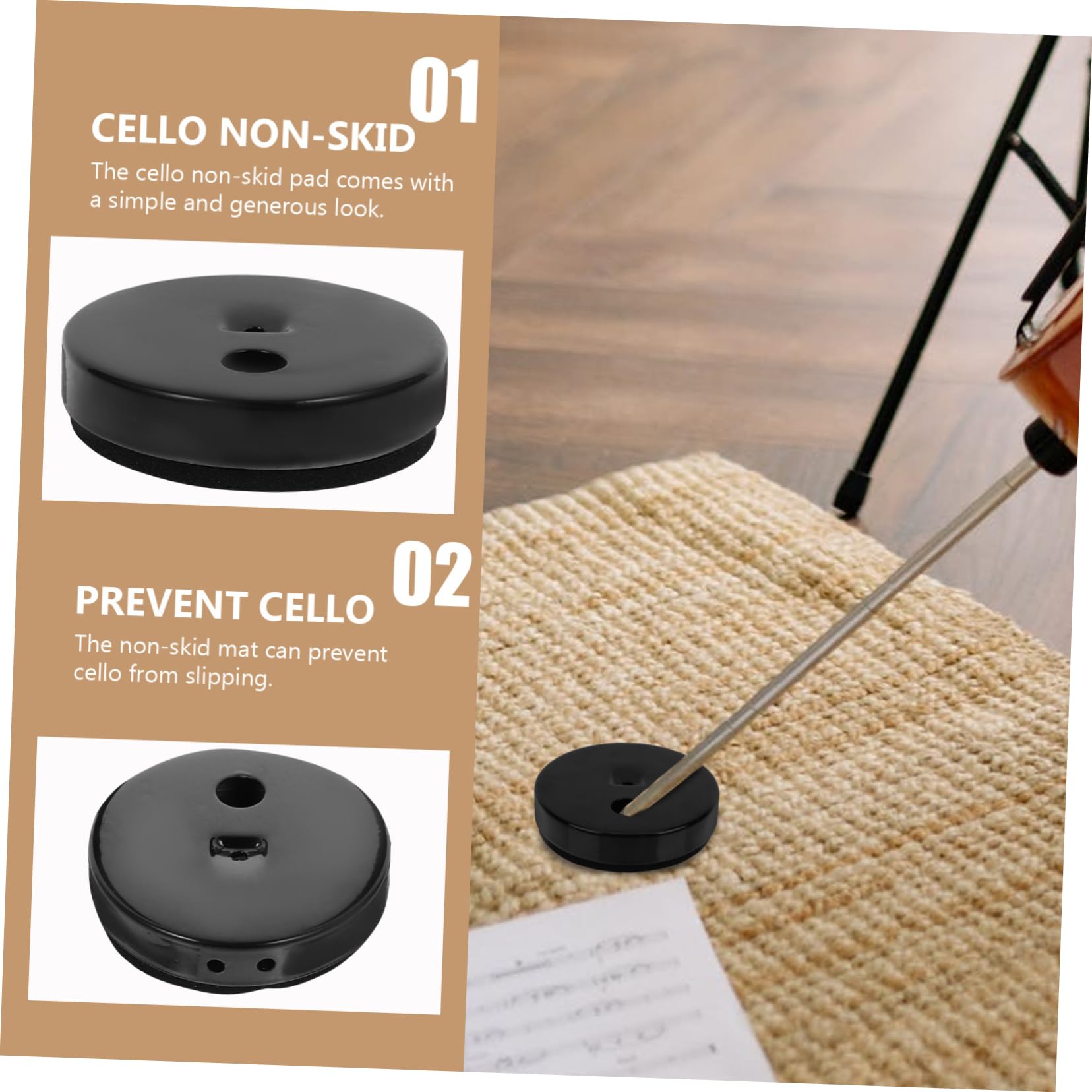Abaodam 1 Set Cello Mat Hook and Rope Non-slip Accessories for Cello Endpin Rest Holder