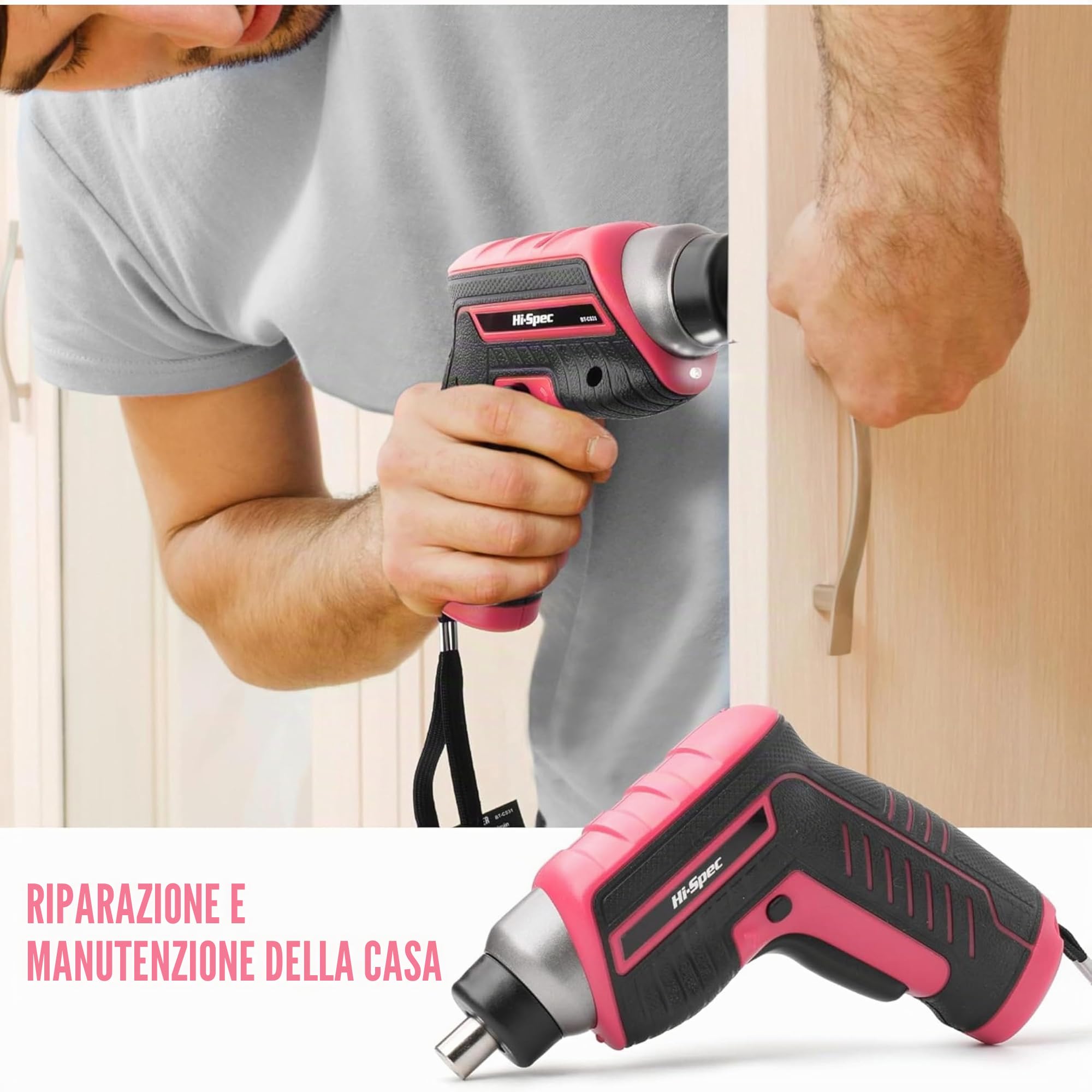 Hi-Spec Avvitatore Elettrico 3.6V USB, Kit Riparazioni Domestiche, Rosa | montaggi e riparazioni più rapidi, controllo facile e uso intuitivo, design leggero per lavorare senza fatica, 35 pc