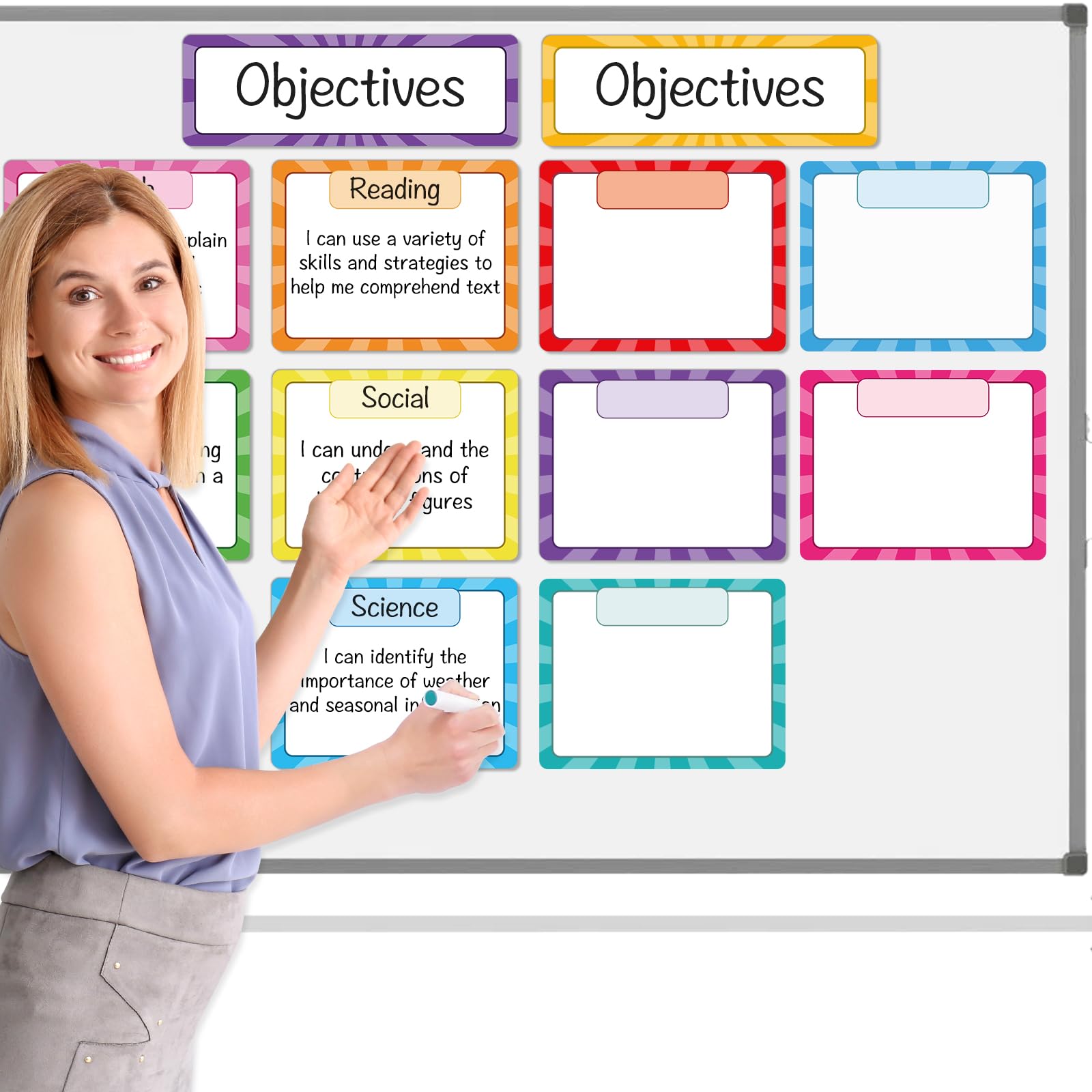 Auchq Classroom Objectives Magnetic Write & Wipe Paper Organization Chart, Dry Erase Objectives Learning Magnets for Classroom Whiteboard.