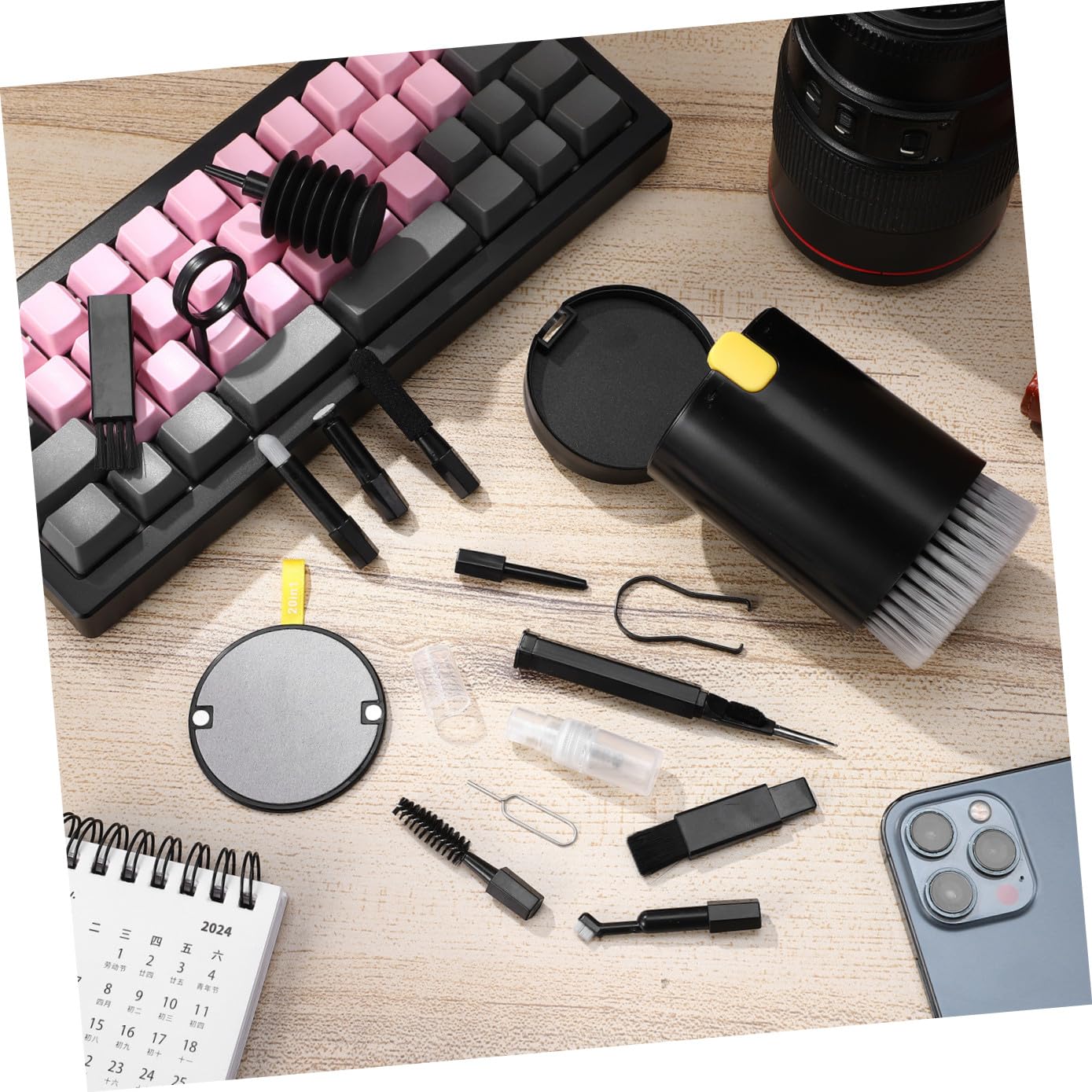 Happyyami Kit De Limpieza para Portátiles Limpiador De Teclado y Auriculares Herramienta De Limpieza De Lentes De Cámara para Dispositivos Electrónicos Negro